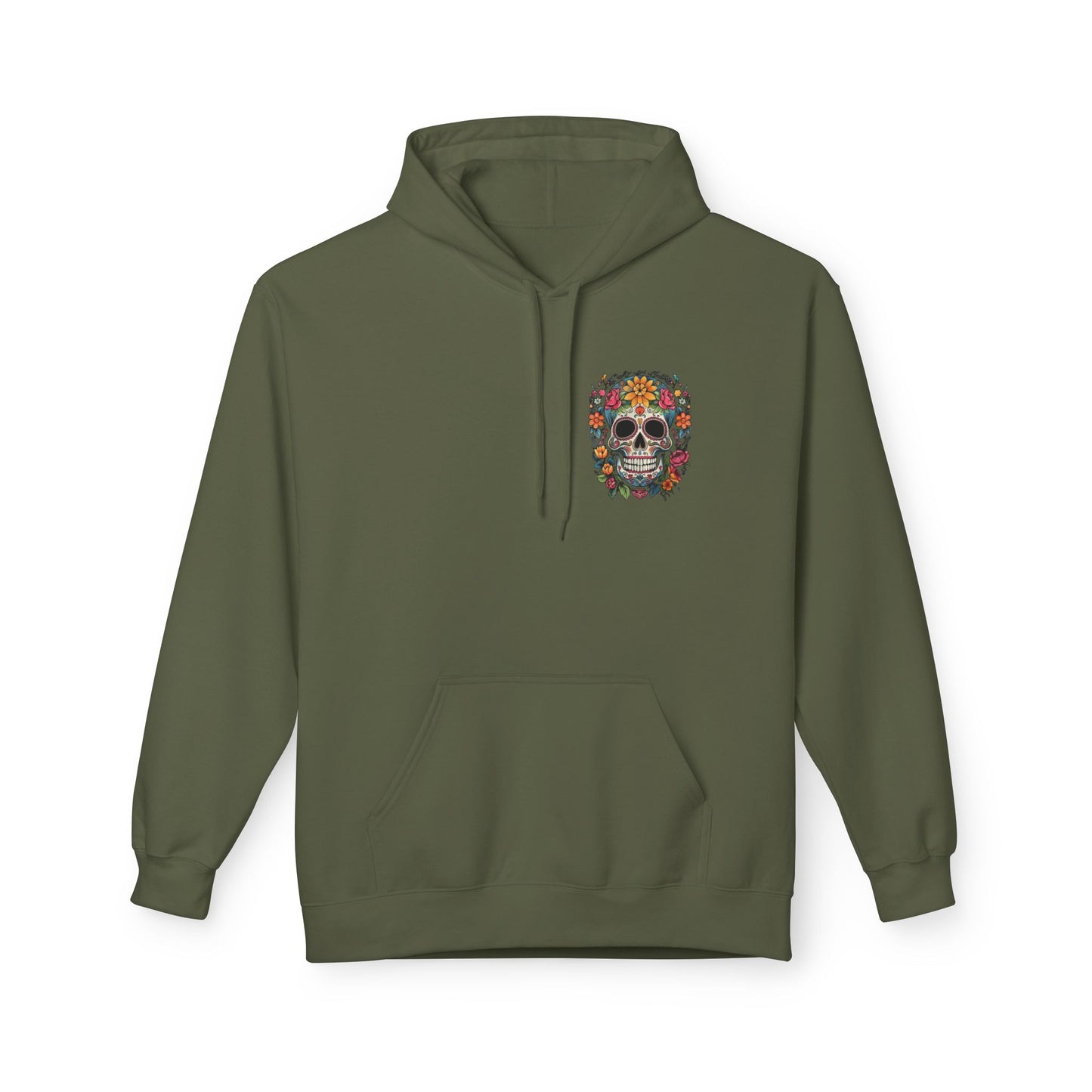 Sugar Skull Floral Hoodie — Day of the Dead Mexican Skull Pullover