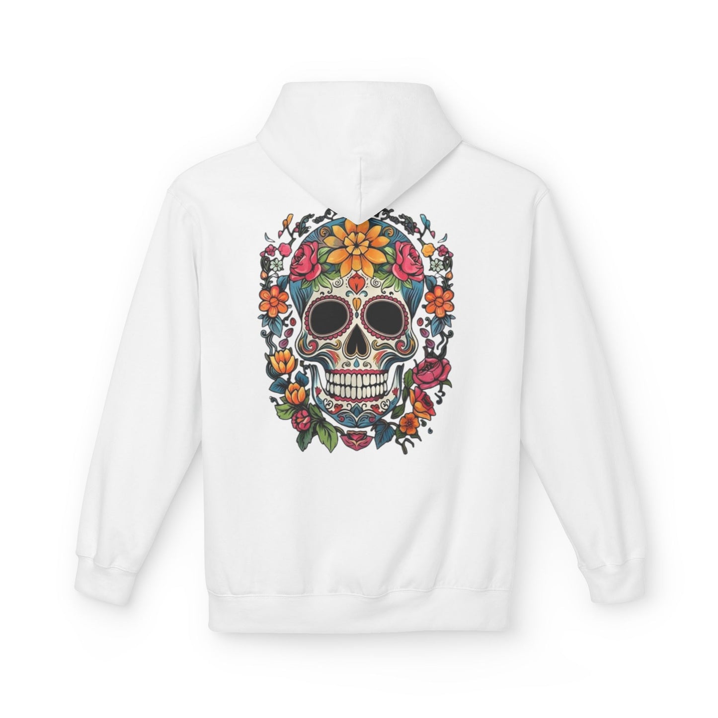 Sugar Skull Floral Hoodie — Day of the Dead Mexican Skull Pullover