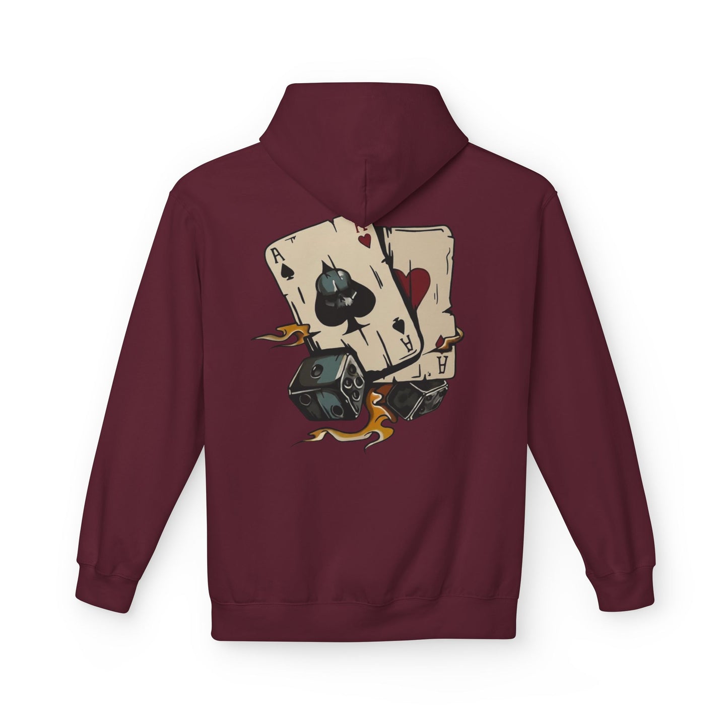 Ace of Spades Hoodie — Retro Tattoo Card & Dice Graphic Hoodie