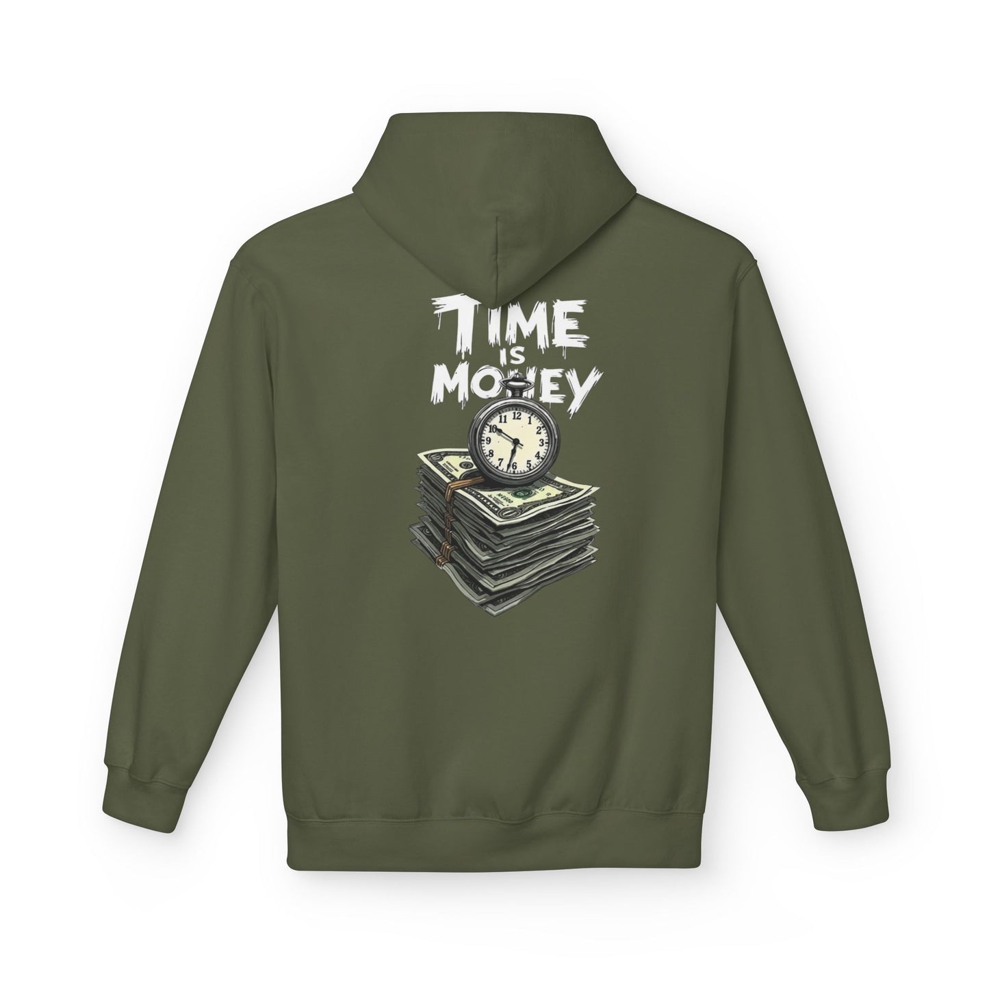 Time Is Money Hoodie — Retro Clock & Cash Graphic Pullover