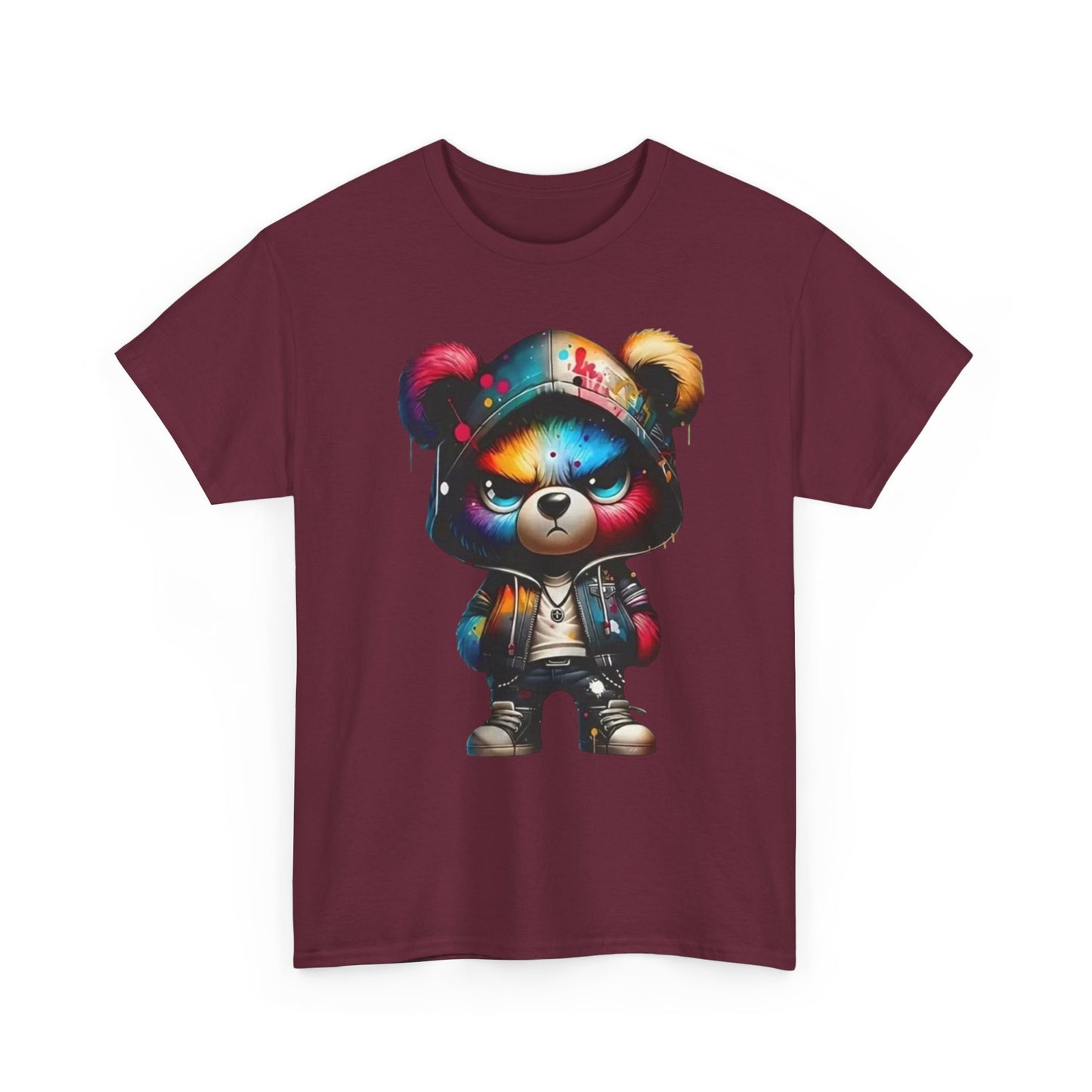 Graffiti Bear Graphic Tee — Colorful Streetwear Teddy Hoodie Design
