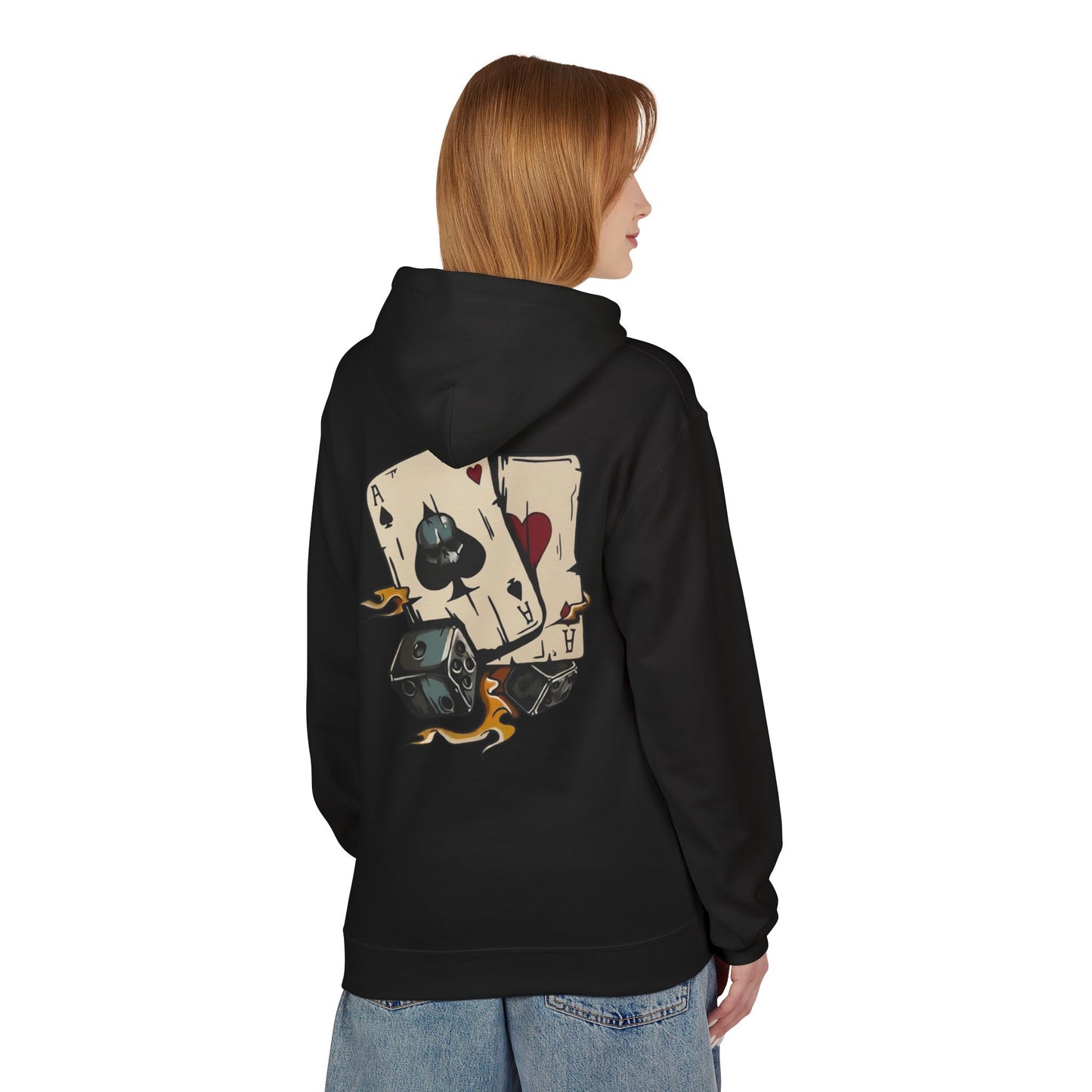 Ace of Spades Hoodie — Retro Tattoo Card & Dice Graphic Hoodie