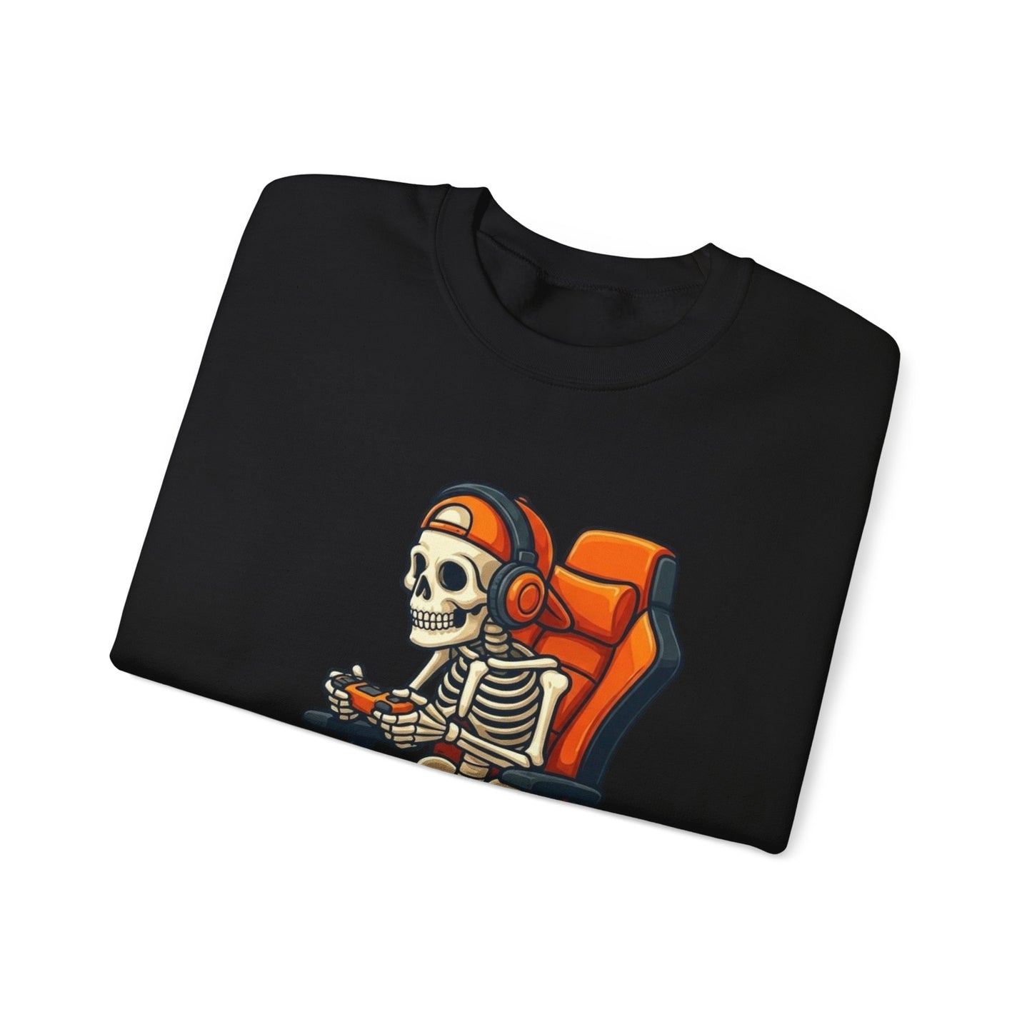 Gamer Skeleton Crewneck Sweatshirt – Retro Skull Gaming Chair Design