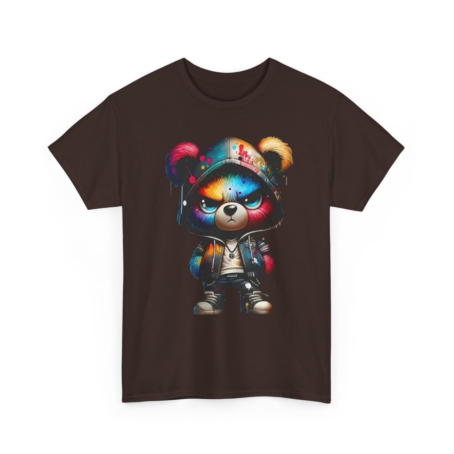 Graffiti Bear Graphic Tee — Colorful Streetwear Teddy Hoodie Design