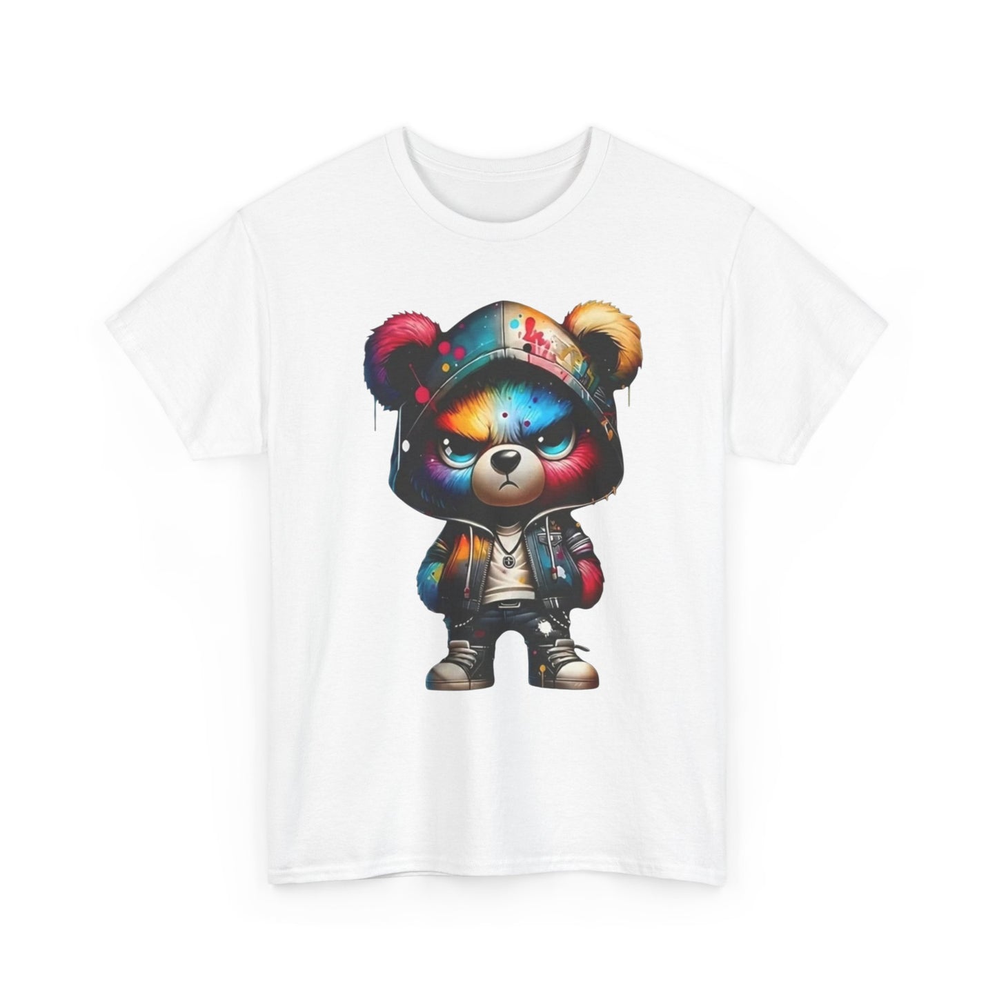 Graffiti Bear Graphic Tee — Colorful Streetwear Teddy Hoodie Design