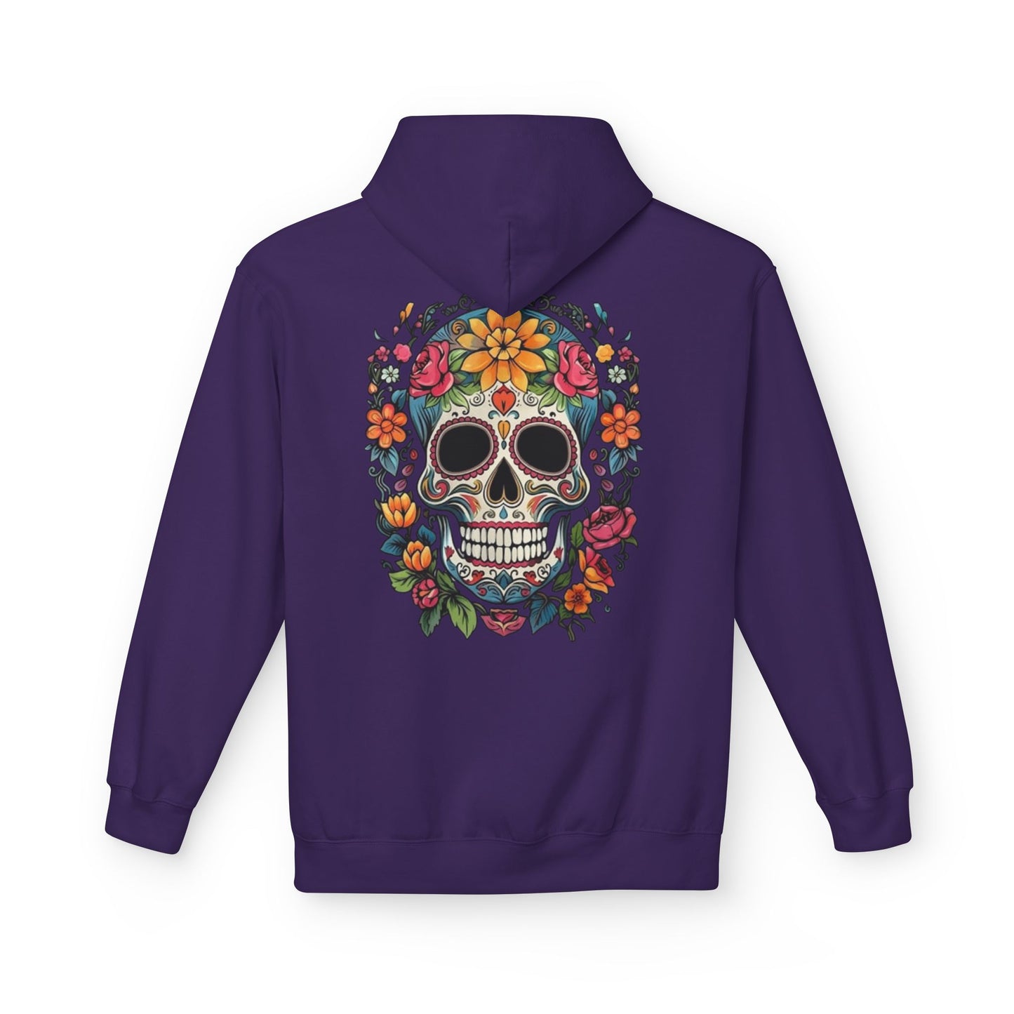 Sugar Skull Floral Hoodie — Day of the Dead Mexican Skull Pullover