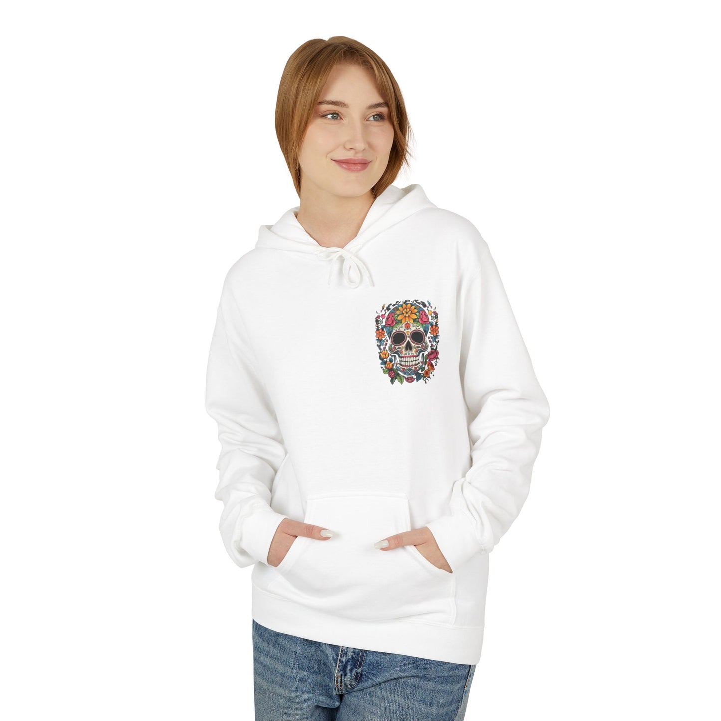 Sugar Skull Floral Hoodie — Day of the Dead Mexican Skull Pullover