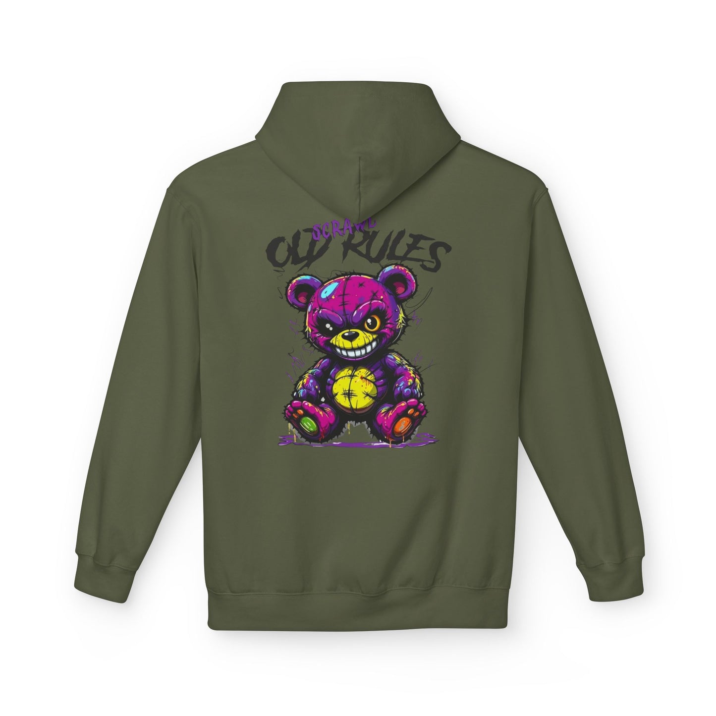 Bad Rules Teddy Hoodie — Edgy Grunge Purple Bear Graphic Hoodie