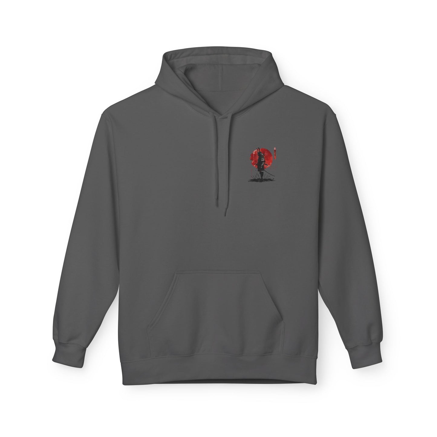 Samurai Silhouette Hoodie — Red Sun Japanese Warrior Graphic
