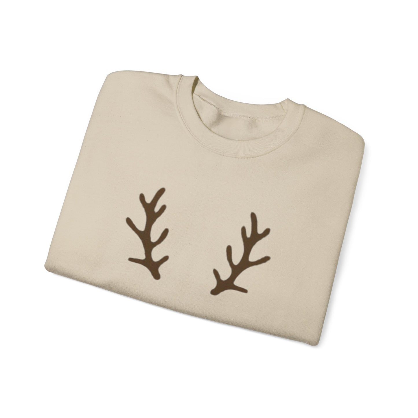 Reindeer Face Crewneck Sweatshirt – Minimal Christmas Holiday Sweater