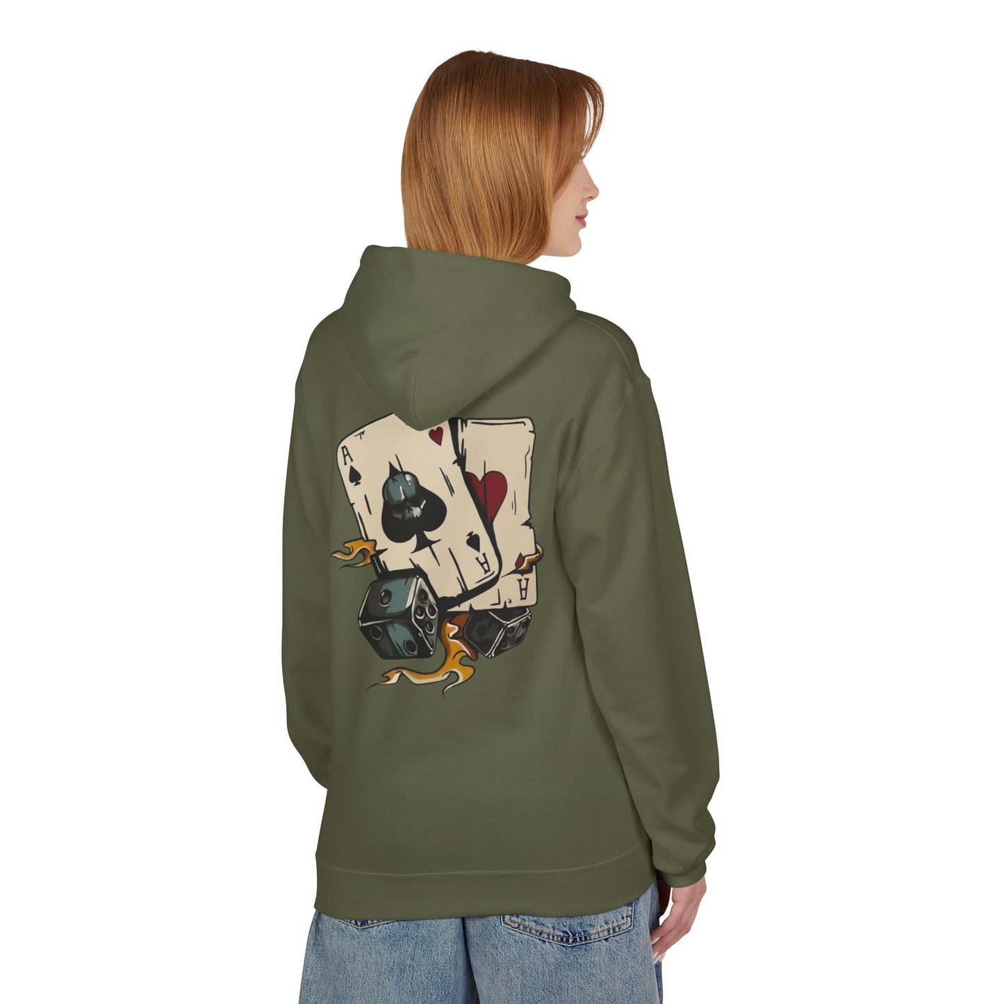 Ace of Spades Hoodie — Retro Tattoo Card & Dice Graphic Hoodie