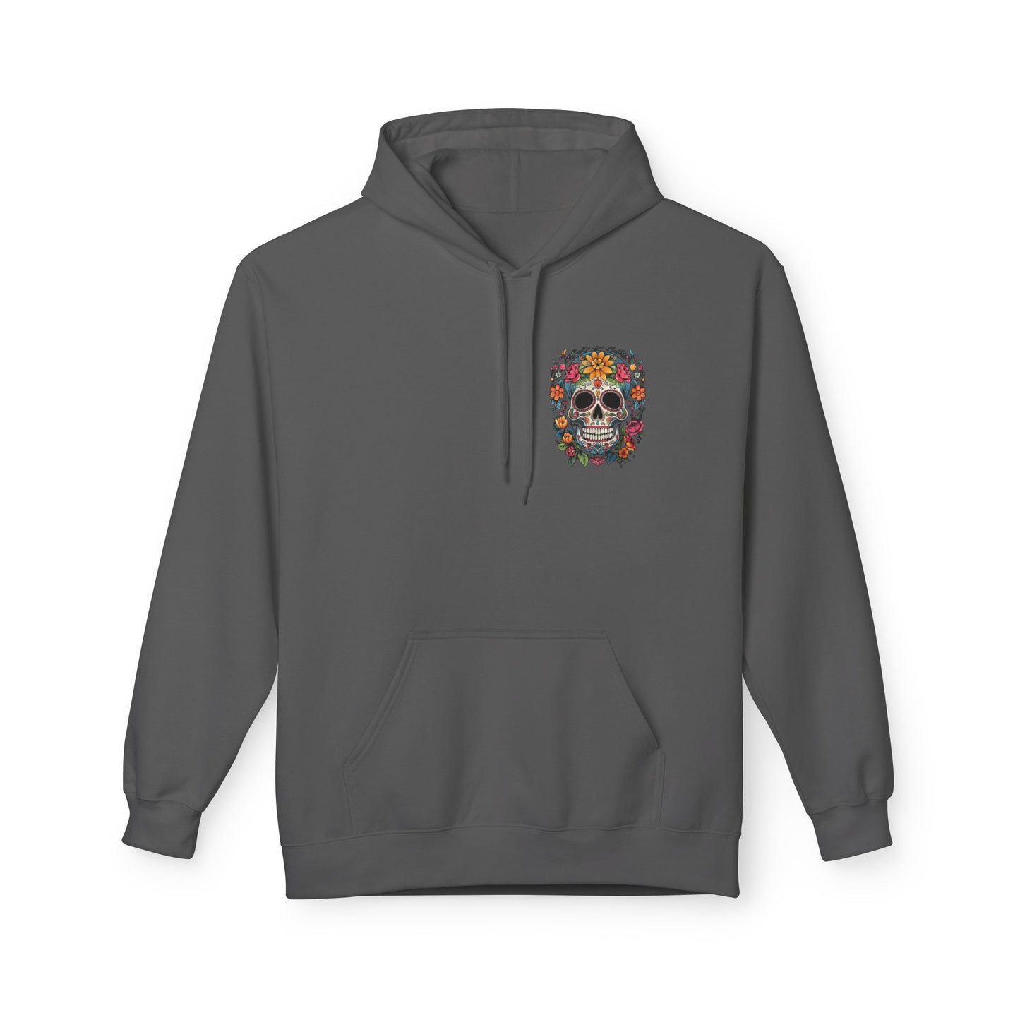 Sugar Skull Floral Hoodie — Day of the Dead Mexican Skull Pullover