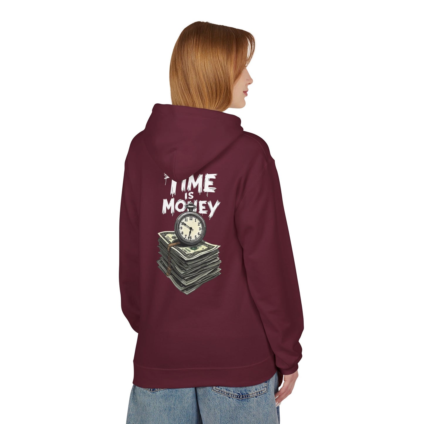 Time Is Money Hoodie — Retro Clock & Cash Graphic Pullover