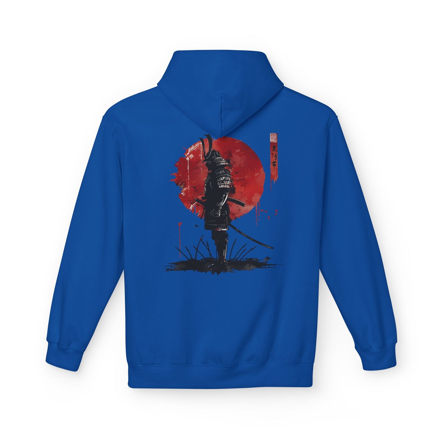 Samurai Silhouette Hoodie — Red Sun Japanese Warrior Graphic