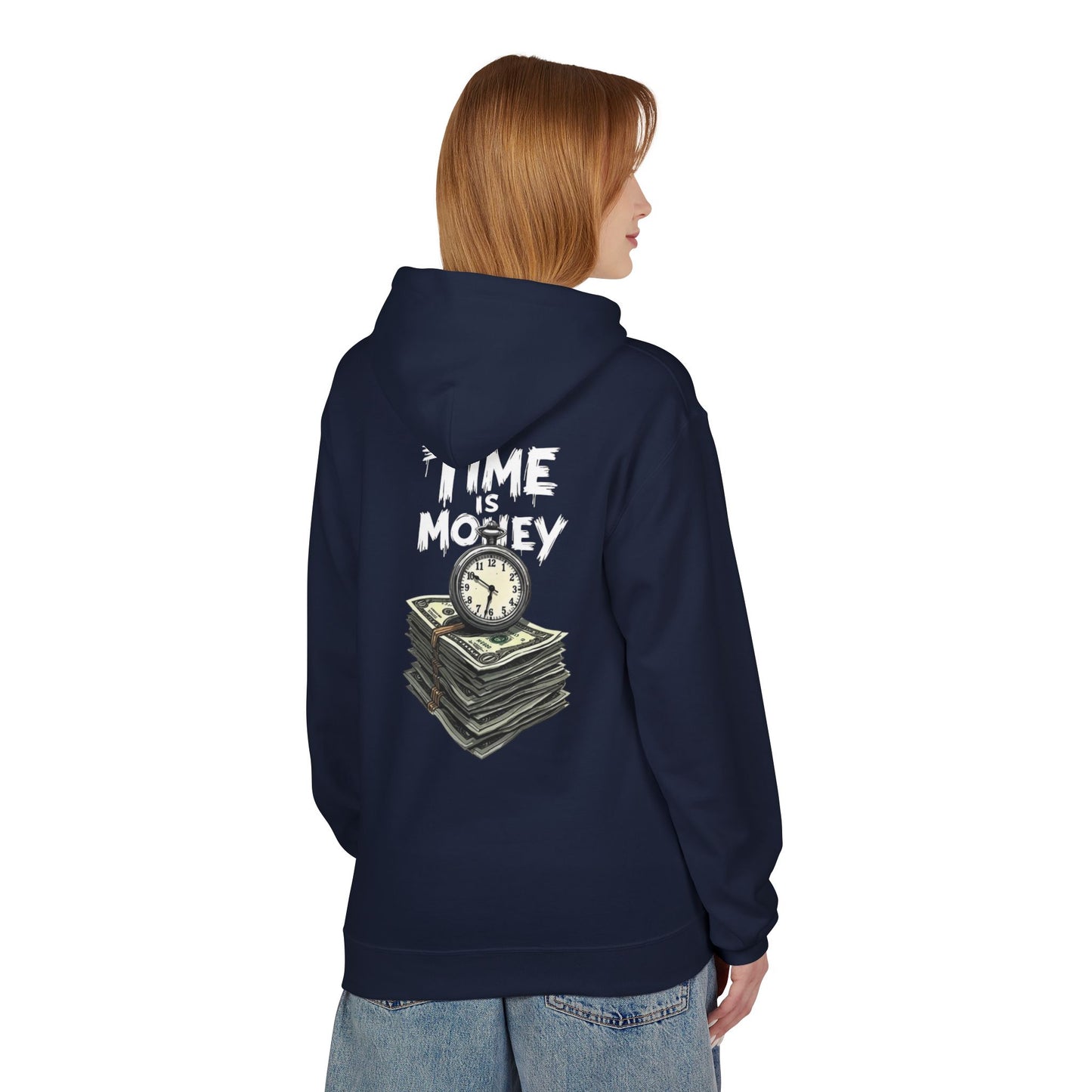 Time Is Money Hoodie — Retro Clock & Cash Graphic Pullover