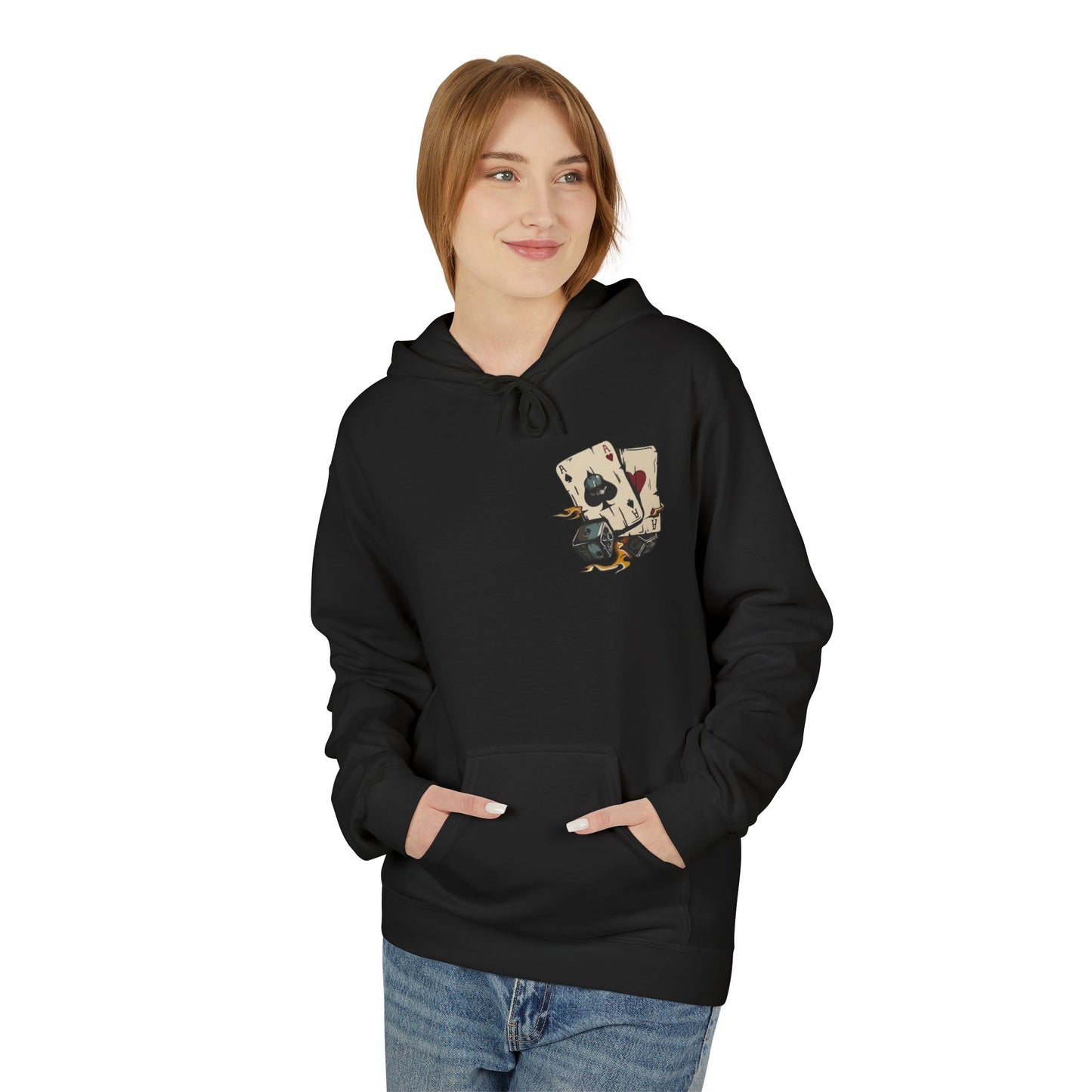 Ace of Spades Hoodie — Retro Tattoo Card & Dice Graphic Hoodie