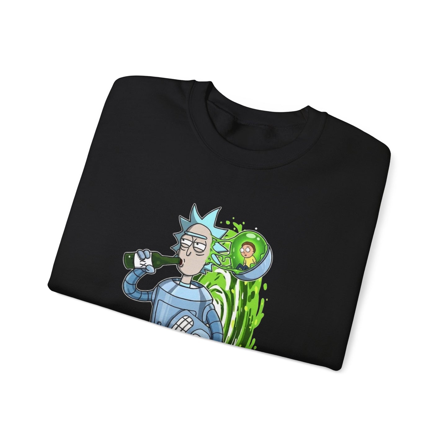 Crewneck Sweatshirt — Sci‑Fi Portal Rick Drinking Design