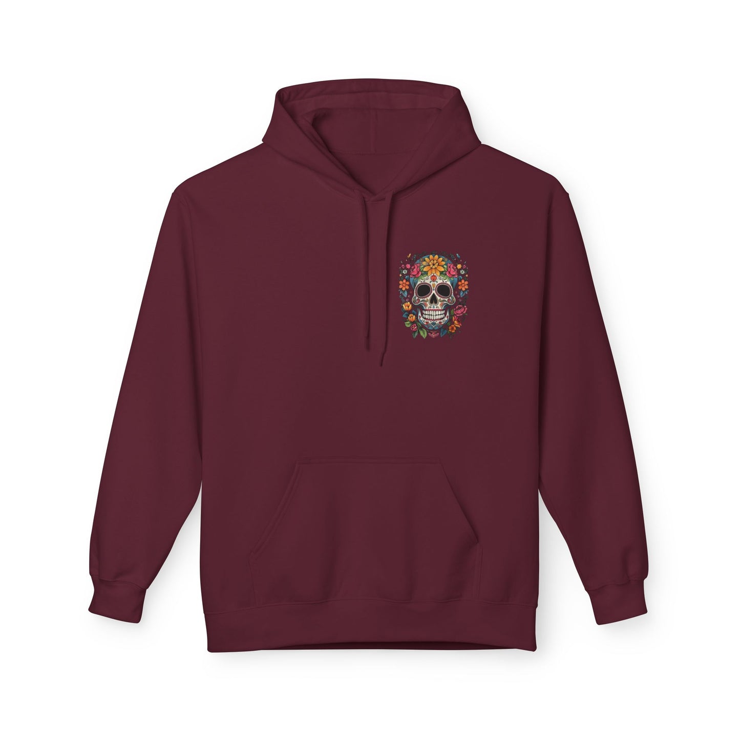 Sugar Skull Floral Hoodie — Day of the Dead Mexican Skull Pullover