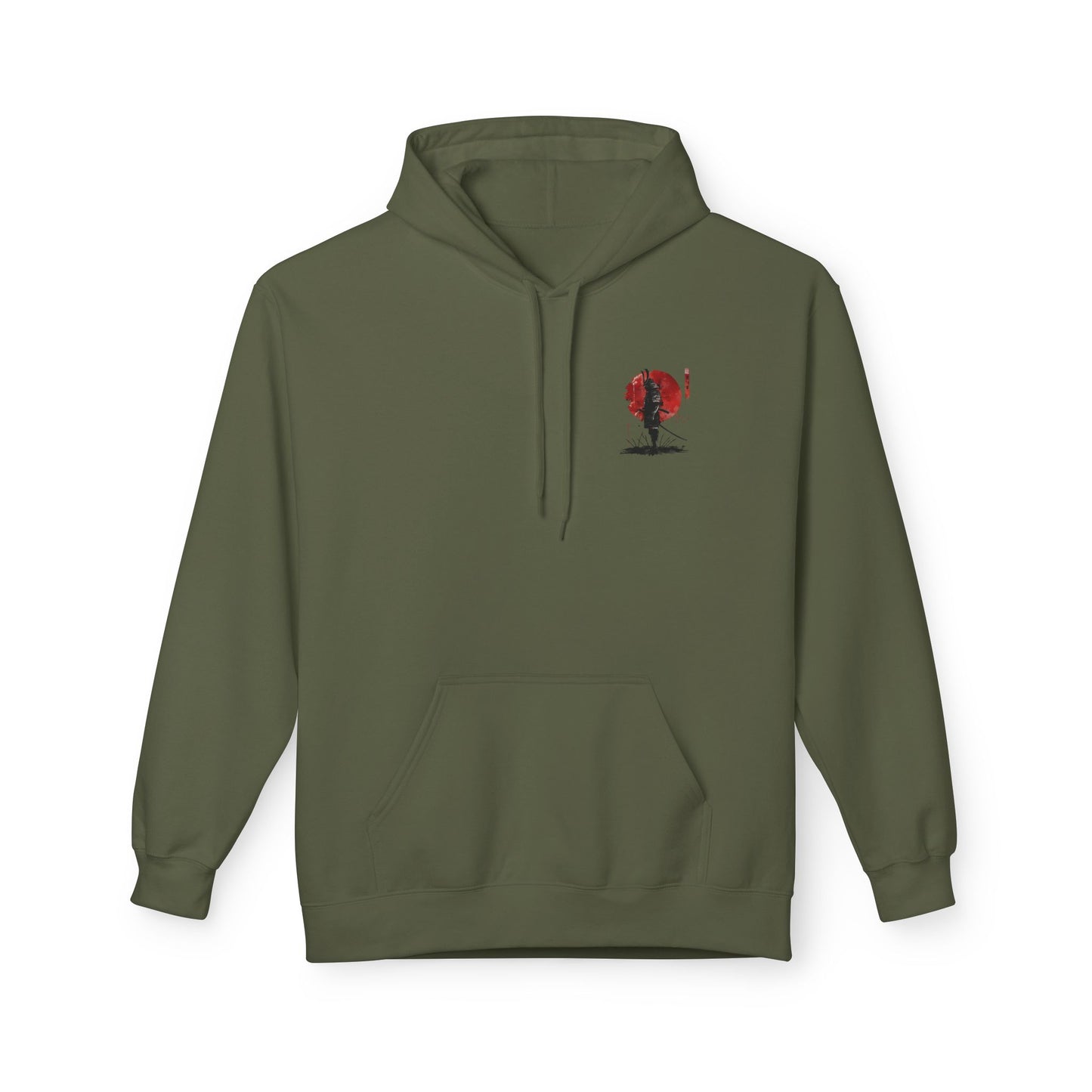 Samurai Silhouette Hoodie — Red Sun Japanese Warrior Graphic