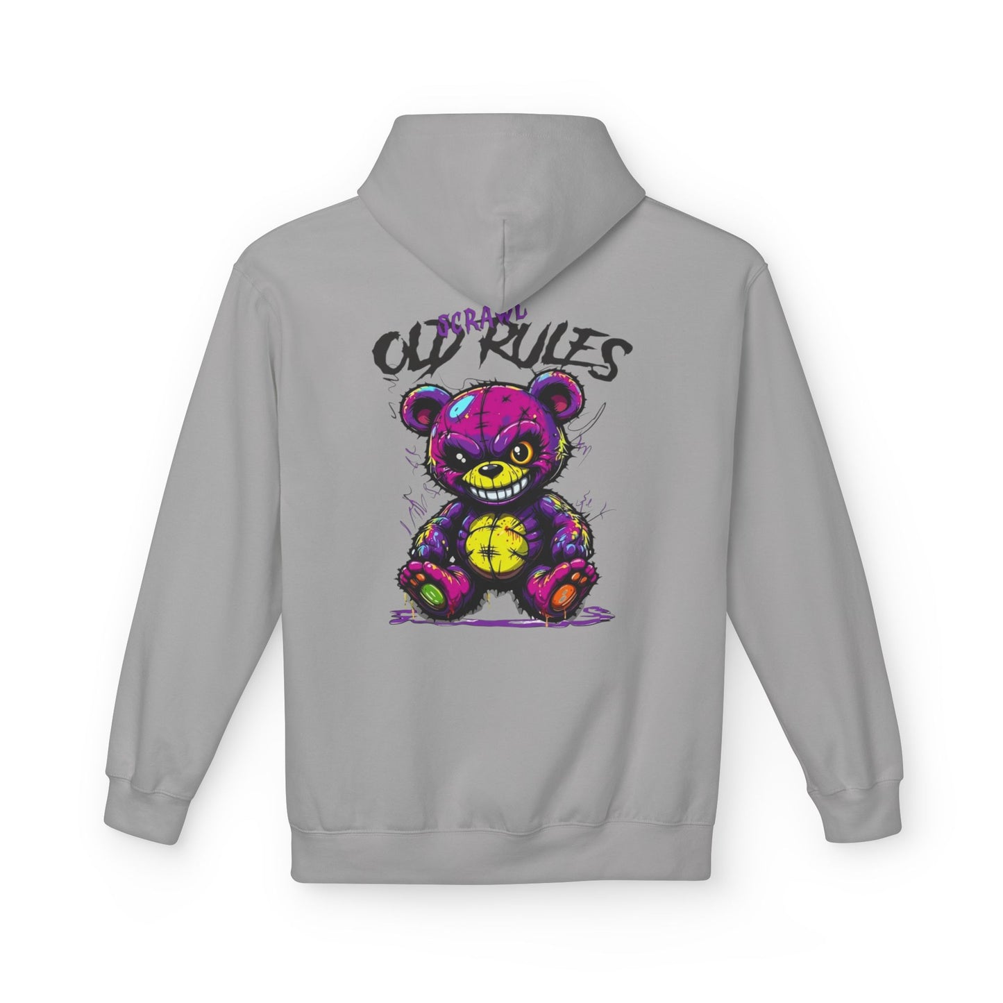 Bad Rules Teddy Hoodie — Edgy Grunge Purple Bear Graphic Hoodie