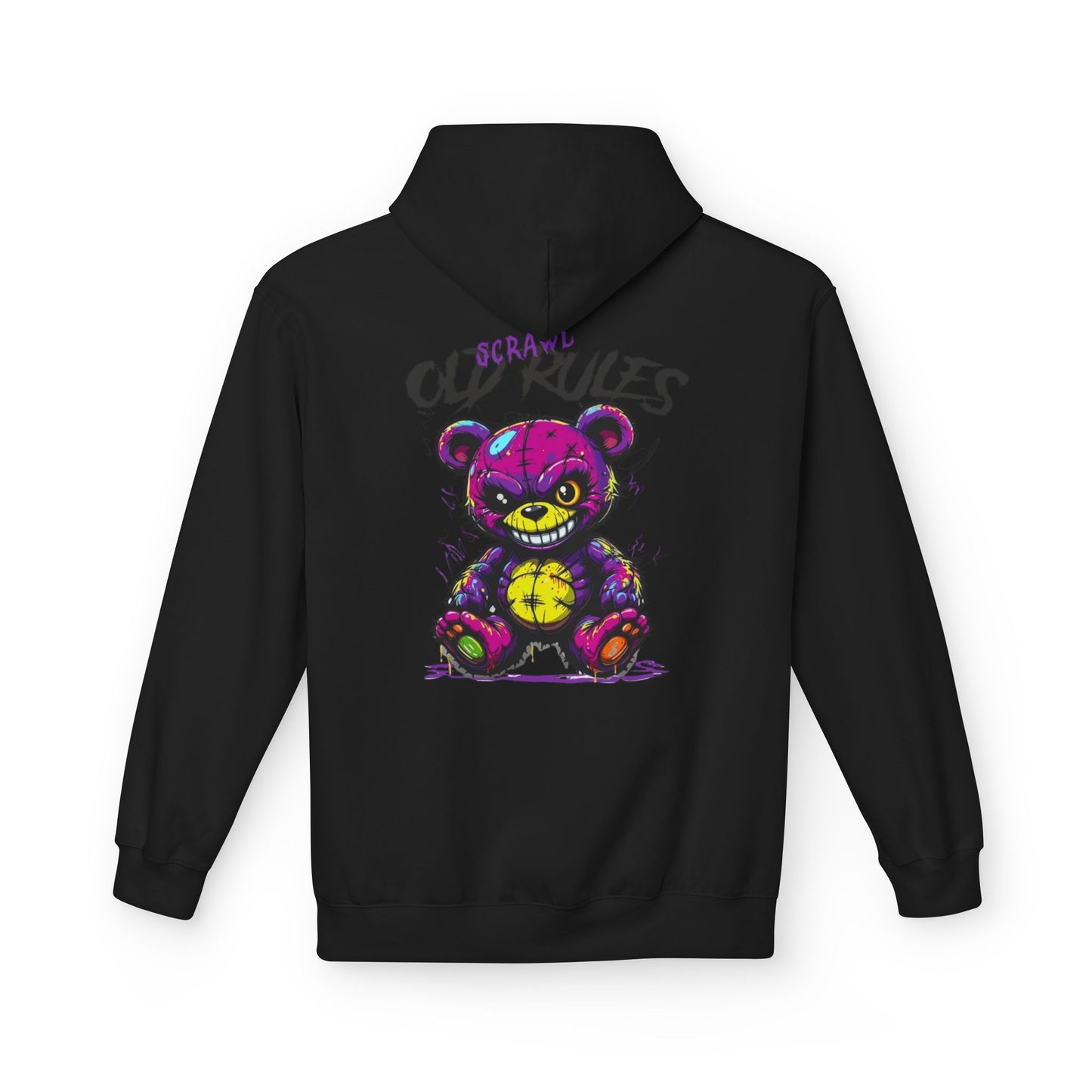 Bad Rules Teddy Hoodie — Edgy Grunge Purple Bear Graphic Hoodie