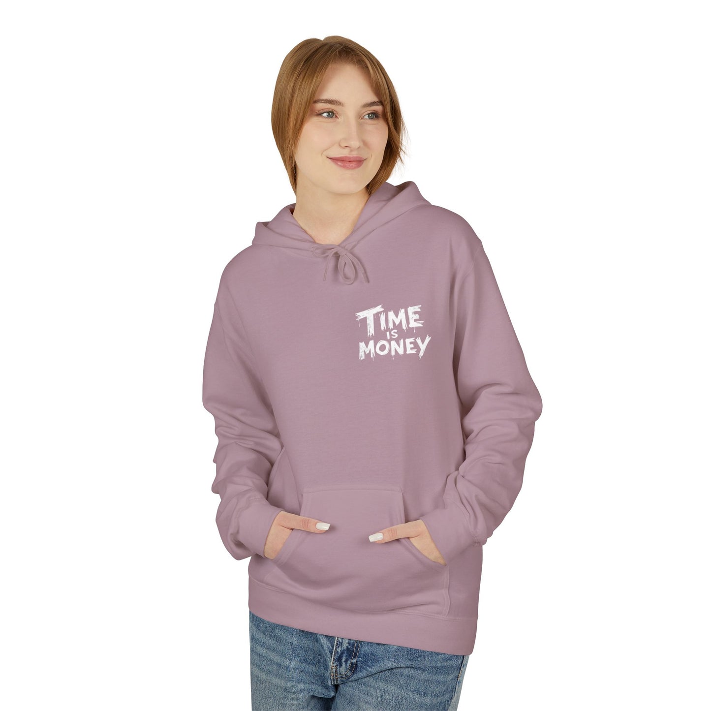 Time Is Money Hoodie — Retro Clock & Cash Graphic Pullover