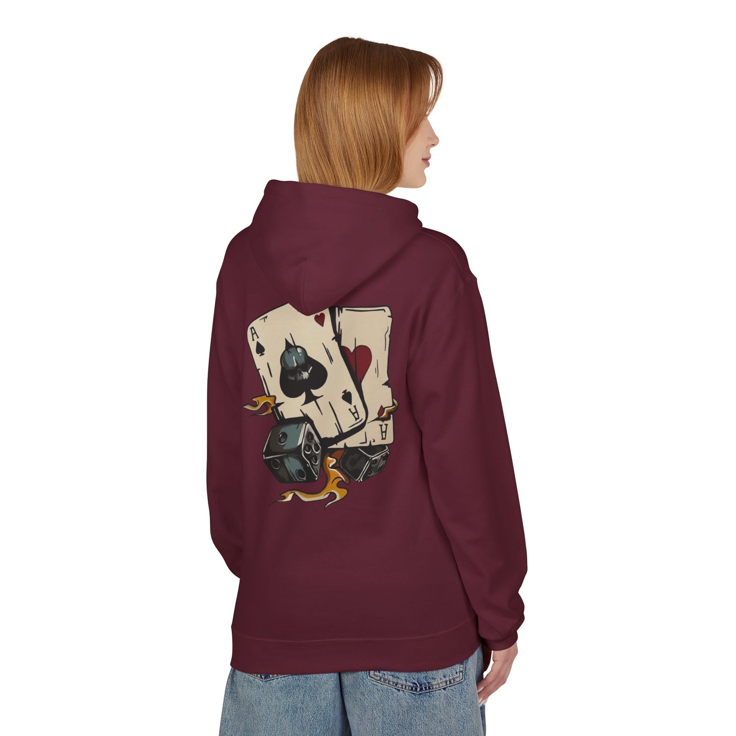 Ace of Spades Hoodie — Retro Tattoo Card & Dice Graphic Hoodie