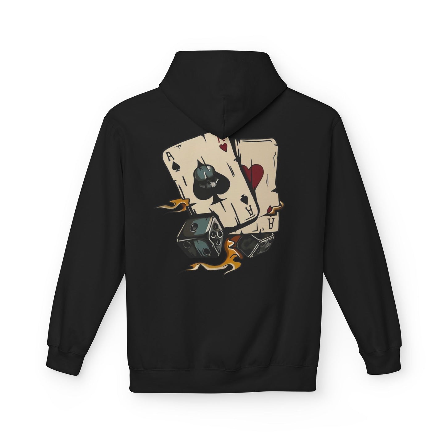Ace of Spades Hoodie — Retro Tattoo Card & Dice Graphic Hoodie