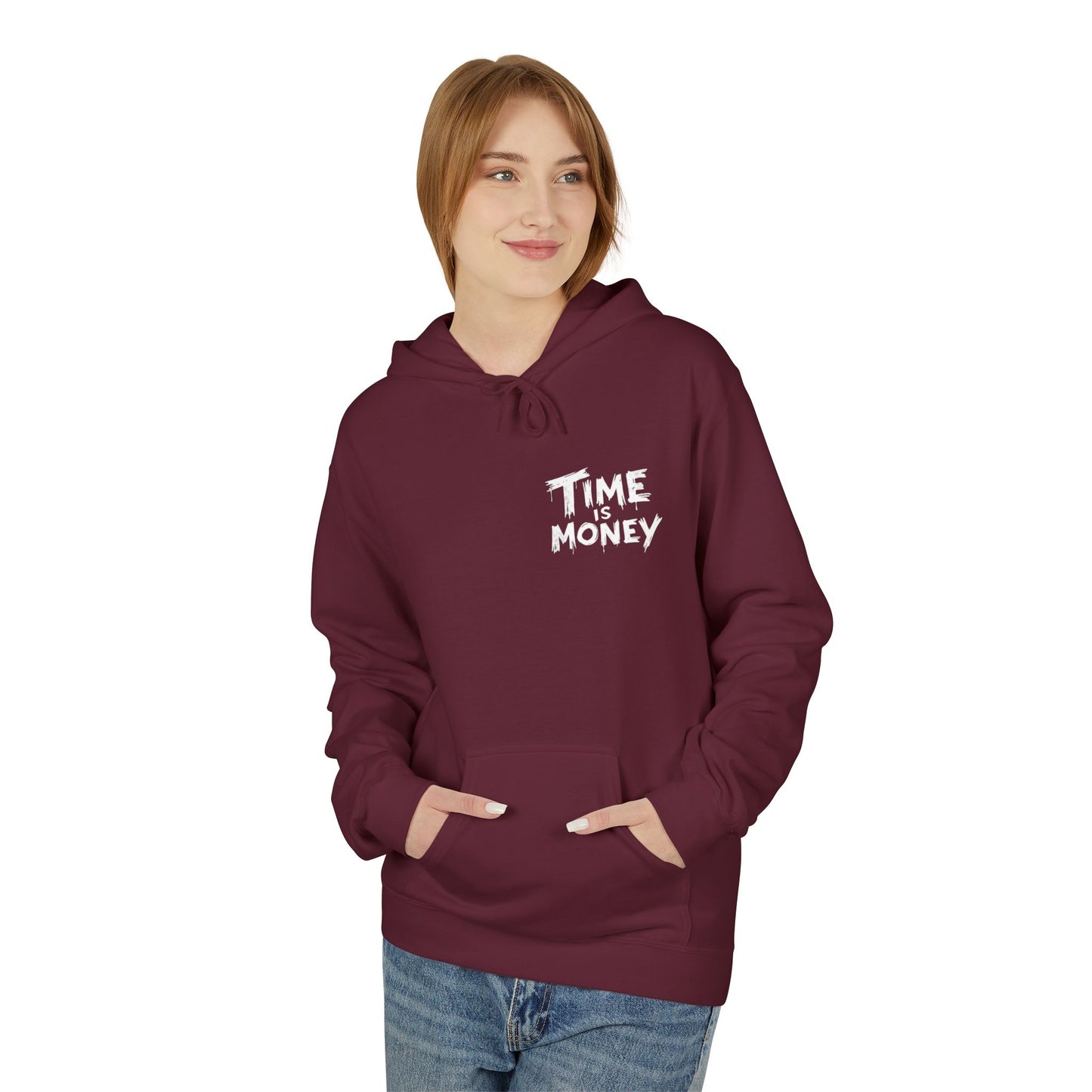 Time Is Money Hoodie — Retro Clock & Cash Graphic Pullover