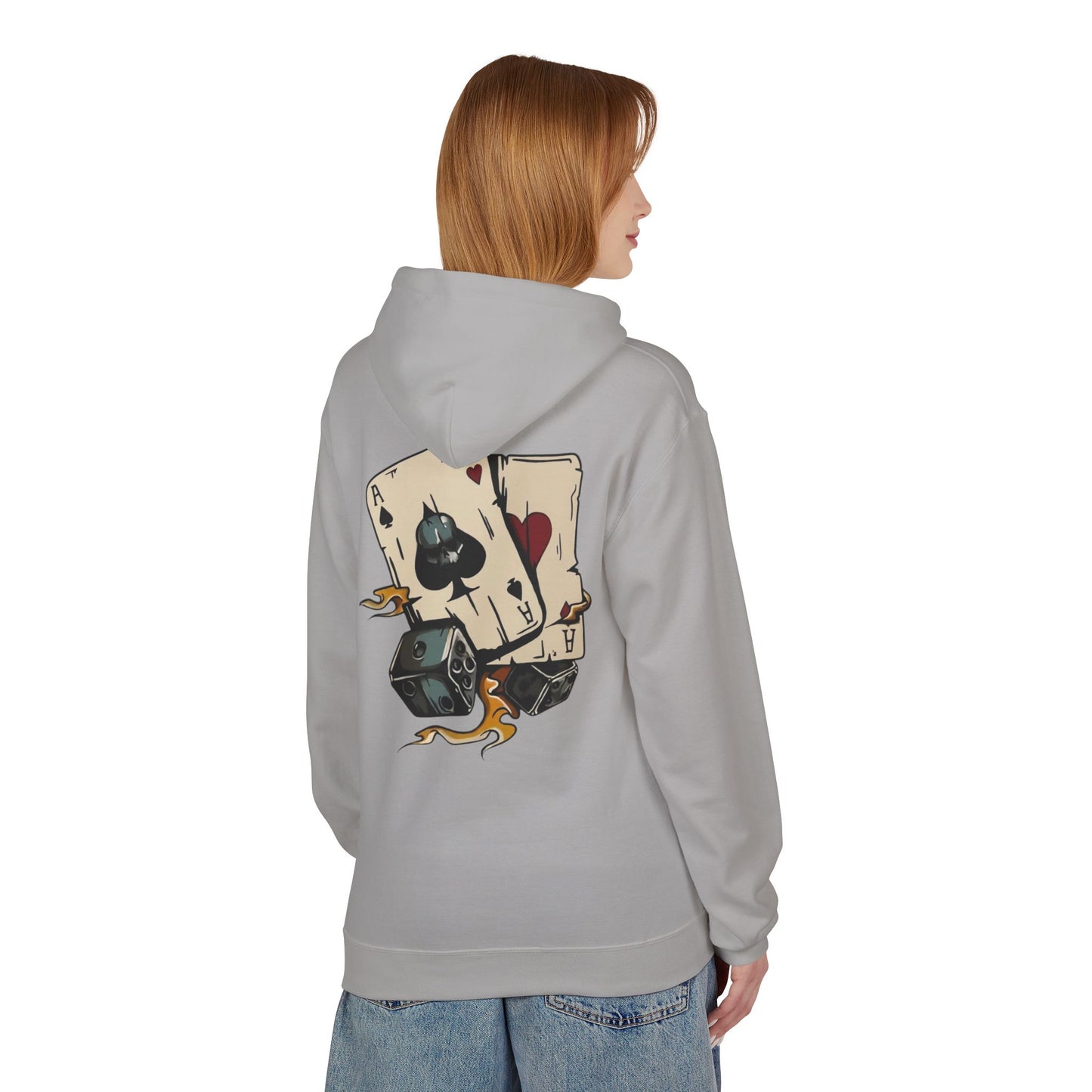 Ace of Spades Hoodie — Retro Tattoo Card & Dice Graphic Hoodie