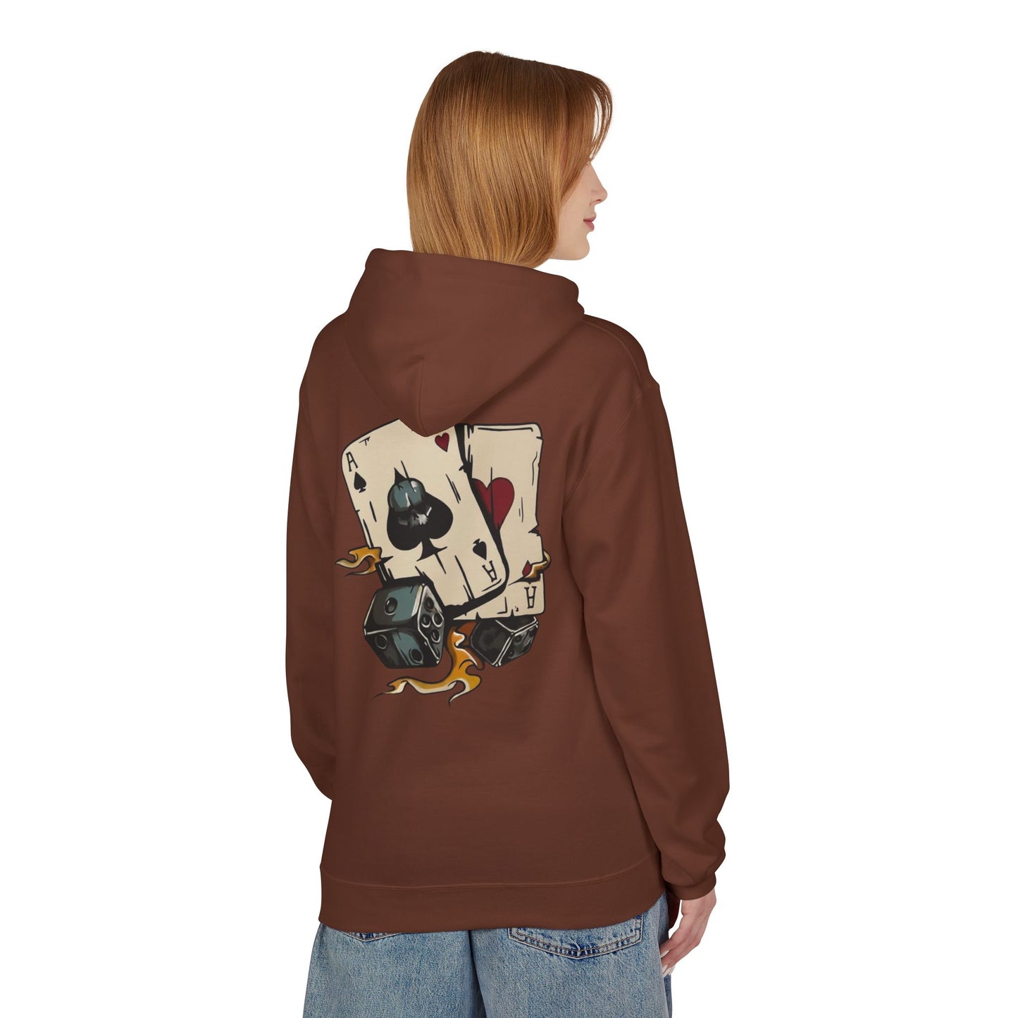 Ace of Spades Hoodie — Retro Tattoo Card & Dice Graphic Hoodie