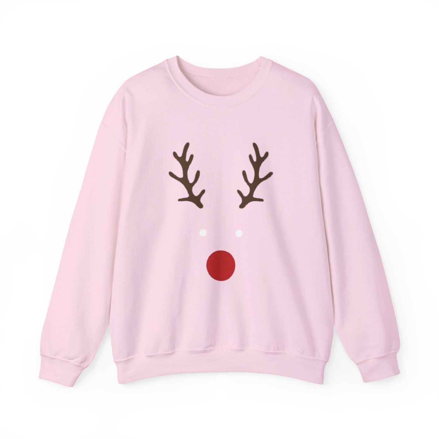 Reindeer Face Crewneck Sweatshirt – Minimal Christmas Holiday Sweater