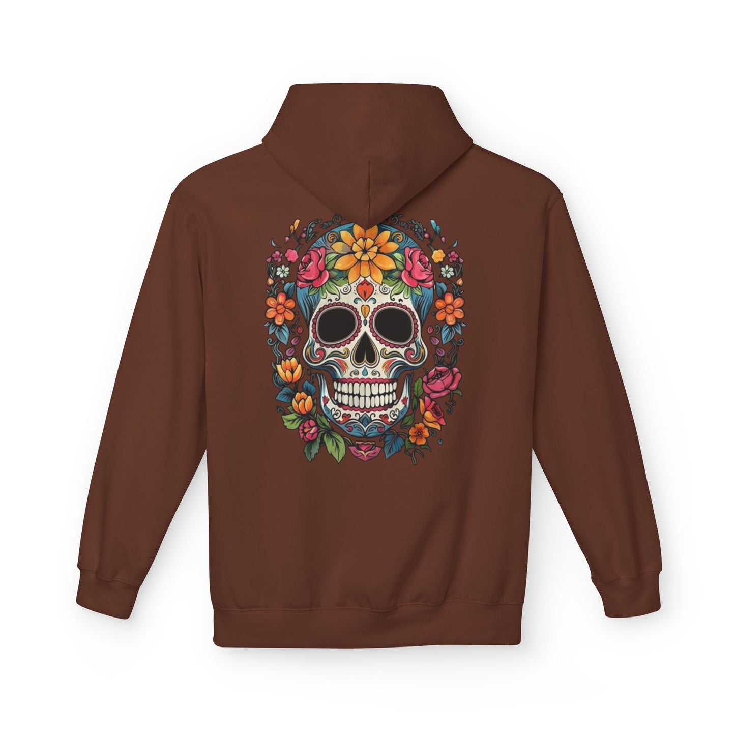 Sugar Skull Floral Hoodie — Day of the Dead Mexican Skull Pullover
