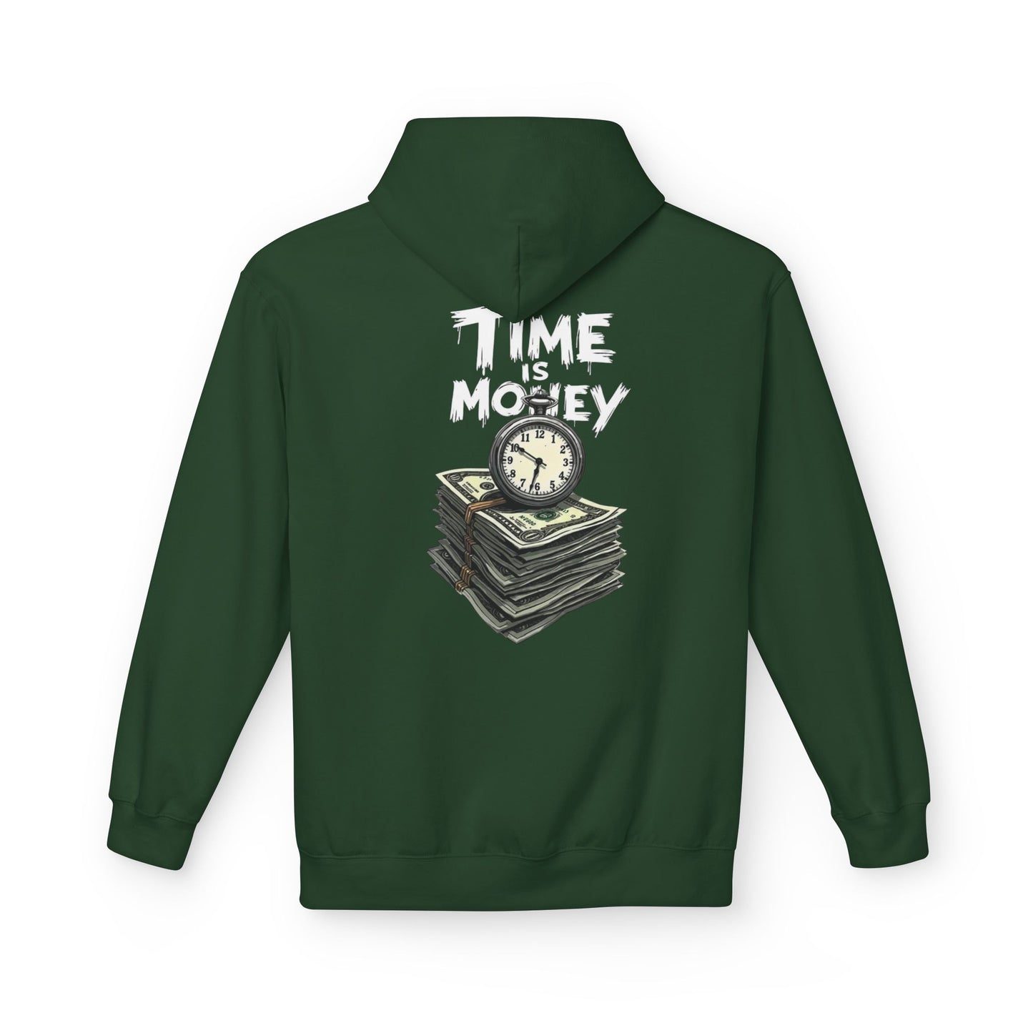 Time Is Money Hoodie — Retro Clock & Cash Graphic Pullover