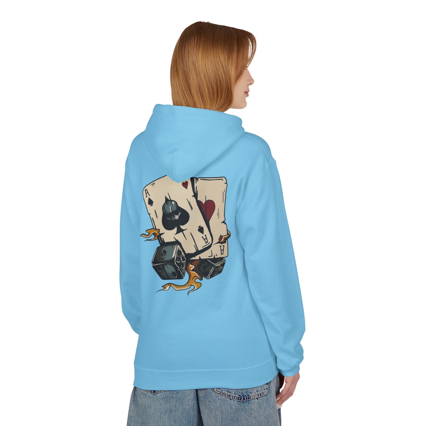 Ace of Spades Hoodie — Retro Tattoo Card & Dice Graphic Hoodie
