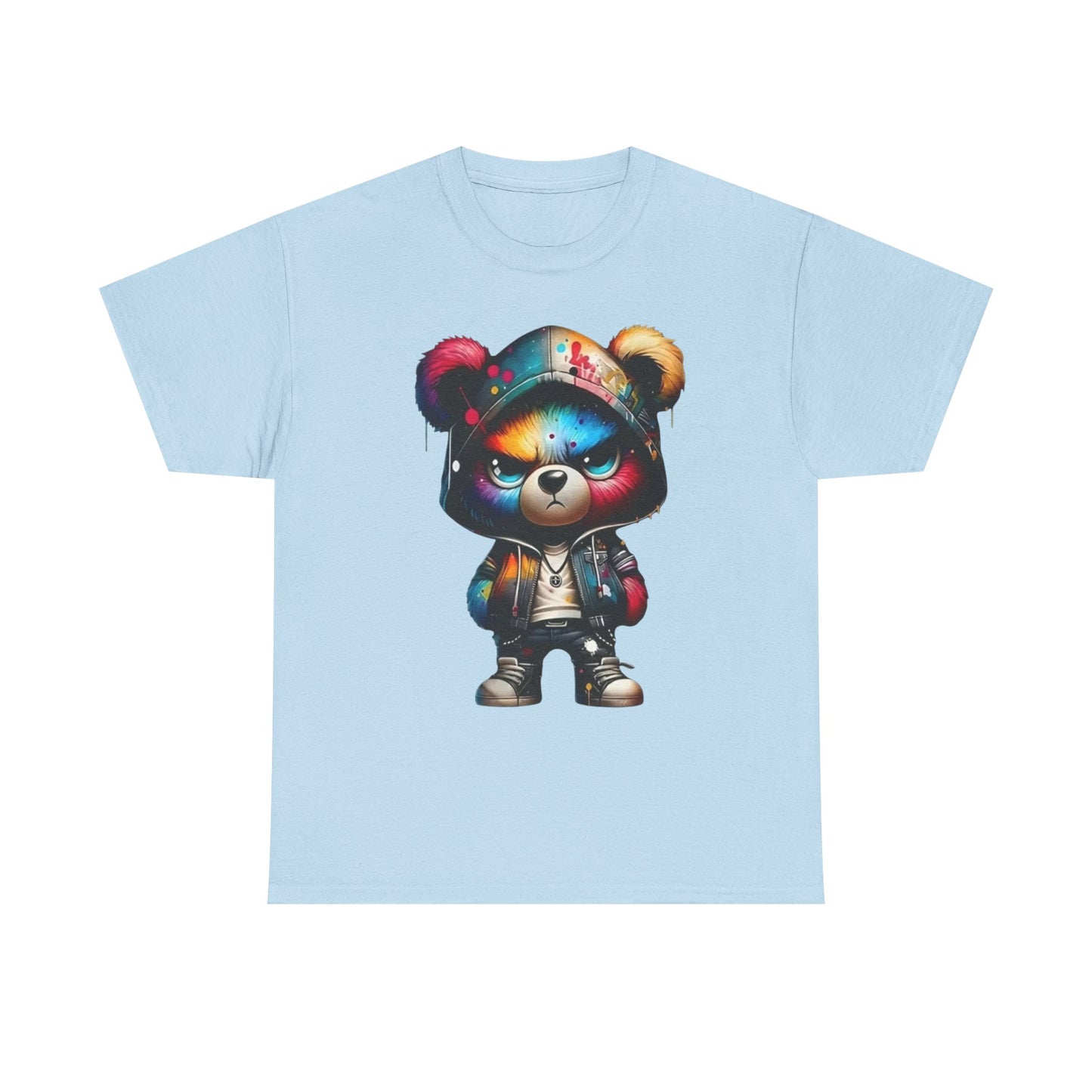Graffiti Bear Graphic Tee — Colorful Streetwear Teddy Hoodie Design
