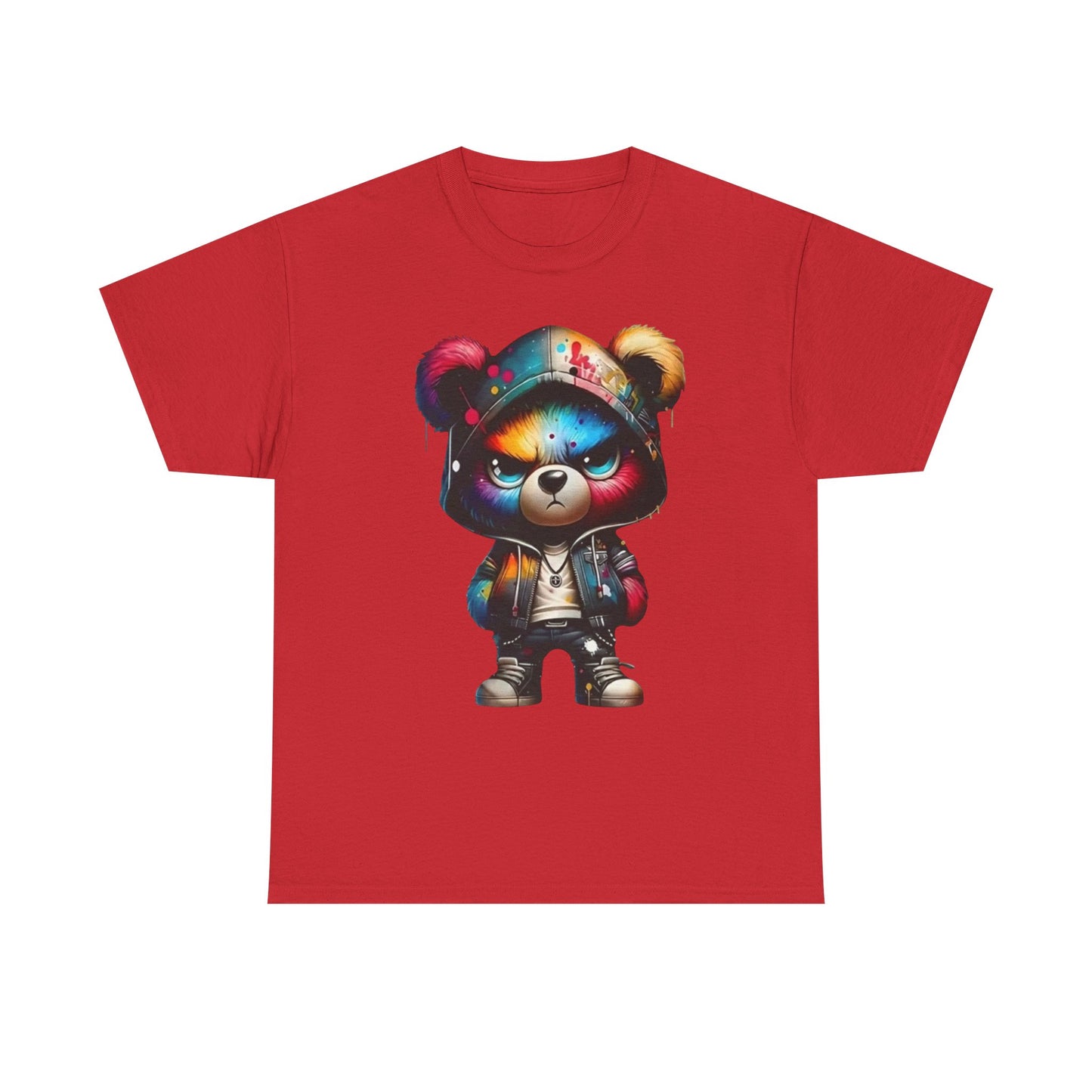 Graffiti Bear Graphic Tee — Colorful Streetwear Teddy Hoodie Design
