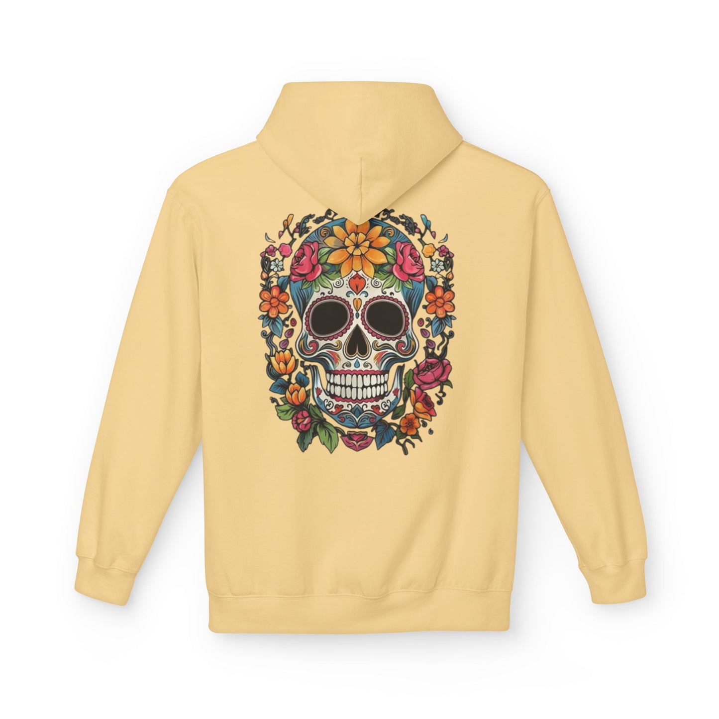 Sugar Skull Floral Hoodie — Day of the Dead Mexican Skull Pullover