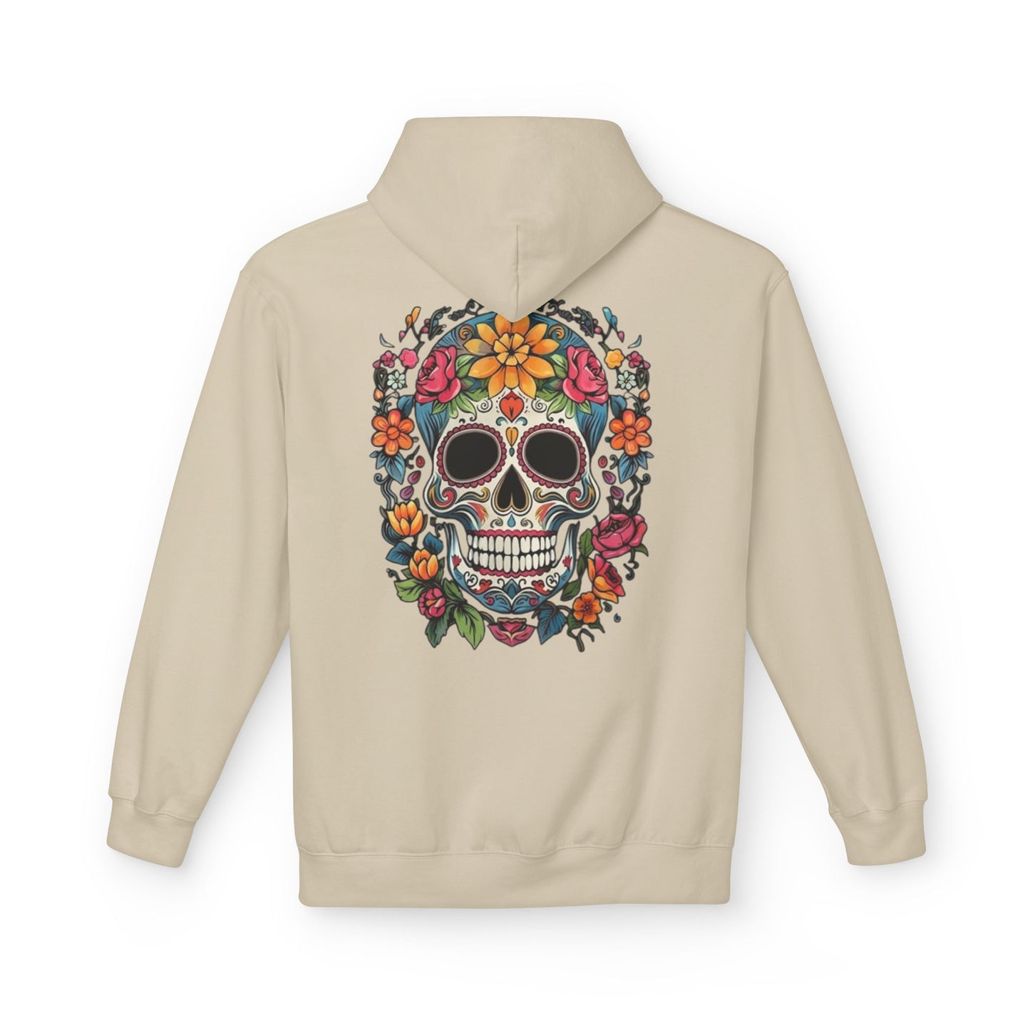 Sugar Skull Floral Hoodie — Day of the Dead Mexican Skull Pullover