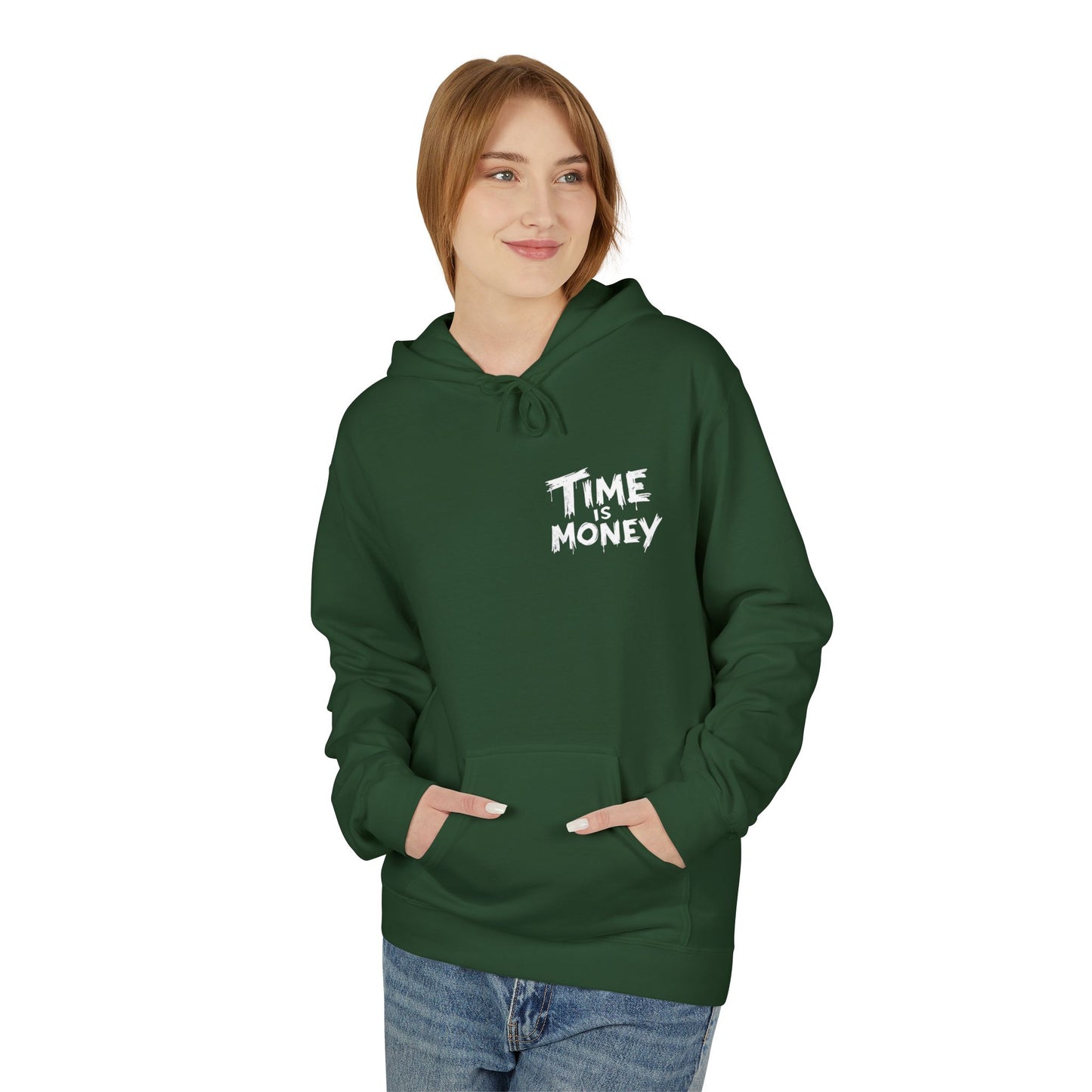 Time Is Money Hoodie — Retro Clock & Cash Graphic Pullover