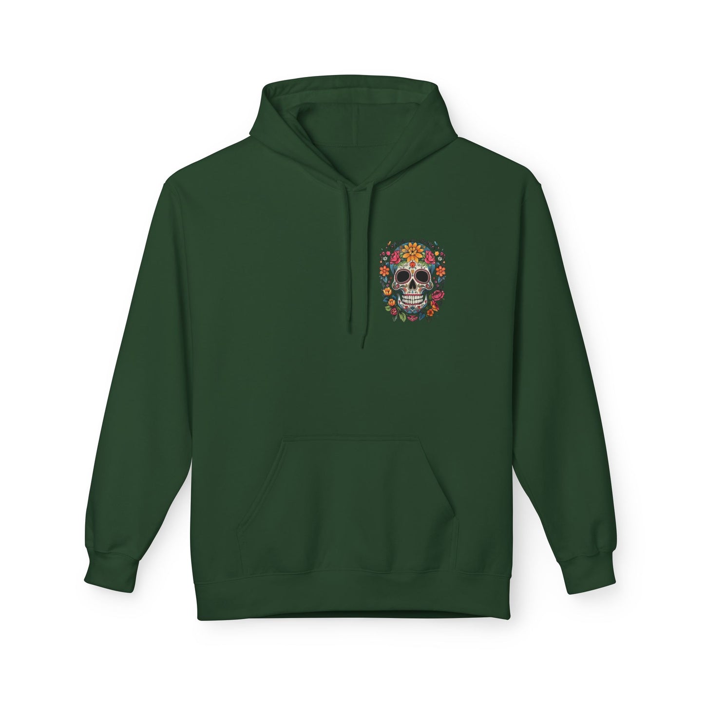Sugar Skull Floral Hoodie — Day of the Dead Mexican Skull Pullover