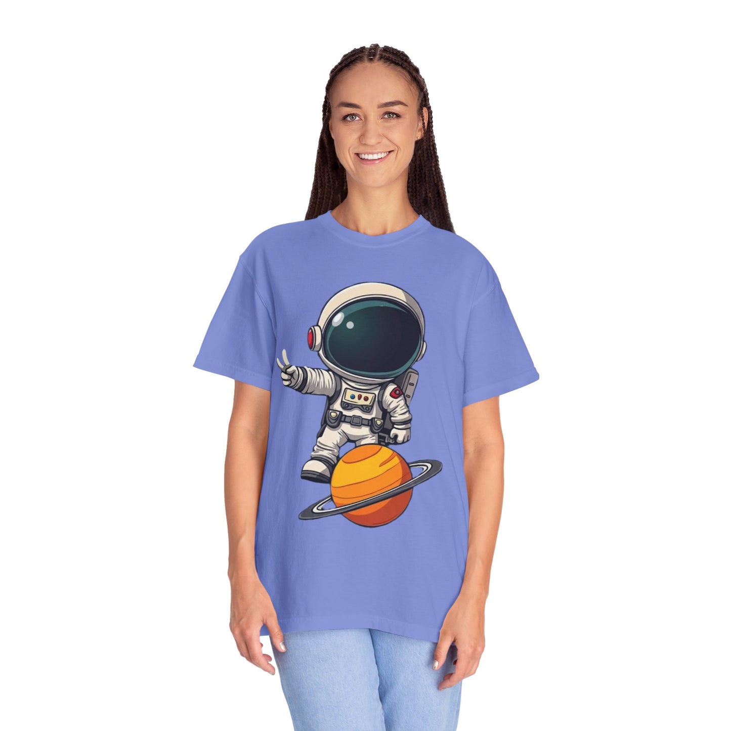 Astronaut on Saturn T-Shirt — Cute Space Explorer Graphic Tee
