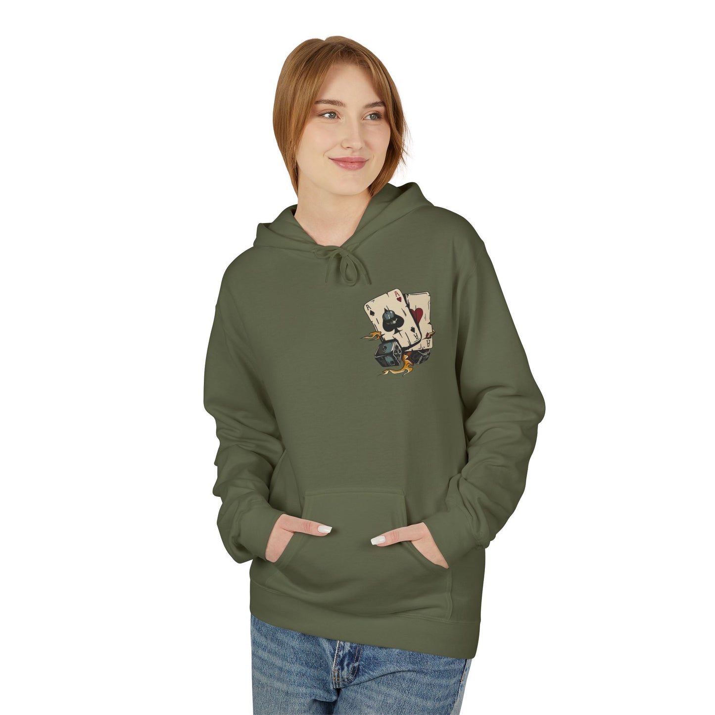 Ace of Spades Hoodie — Retro Tattoo Card & Dice Graphic Hoodie