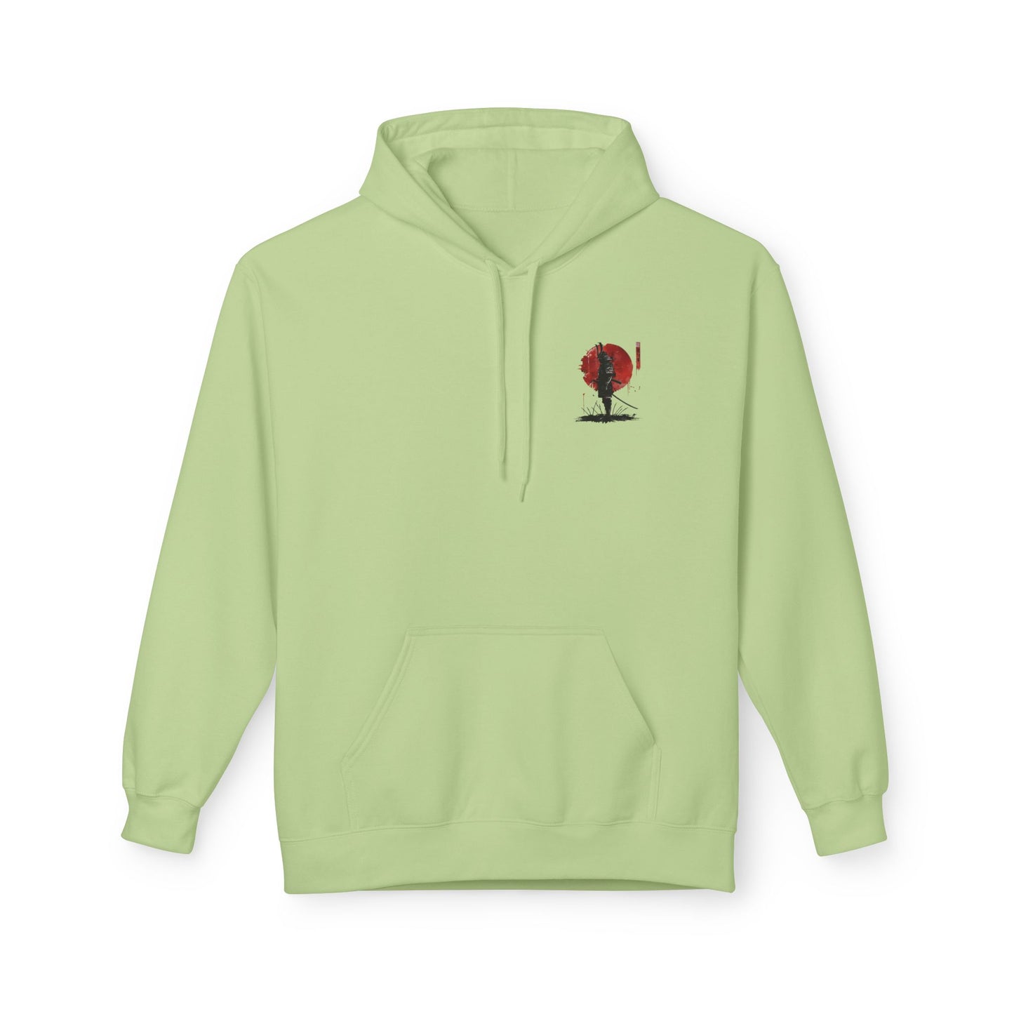 Samurai Silhouette Hoodie — Red Sun Japanese Warrior Graphic