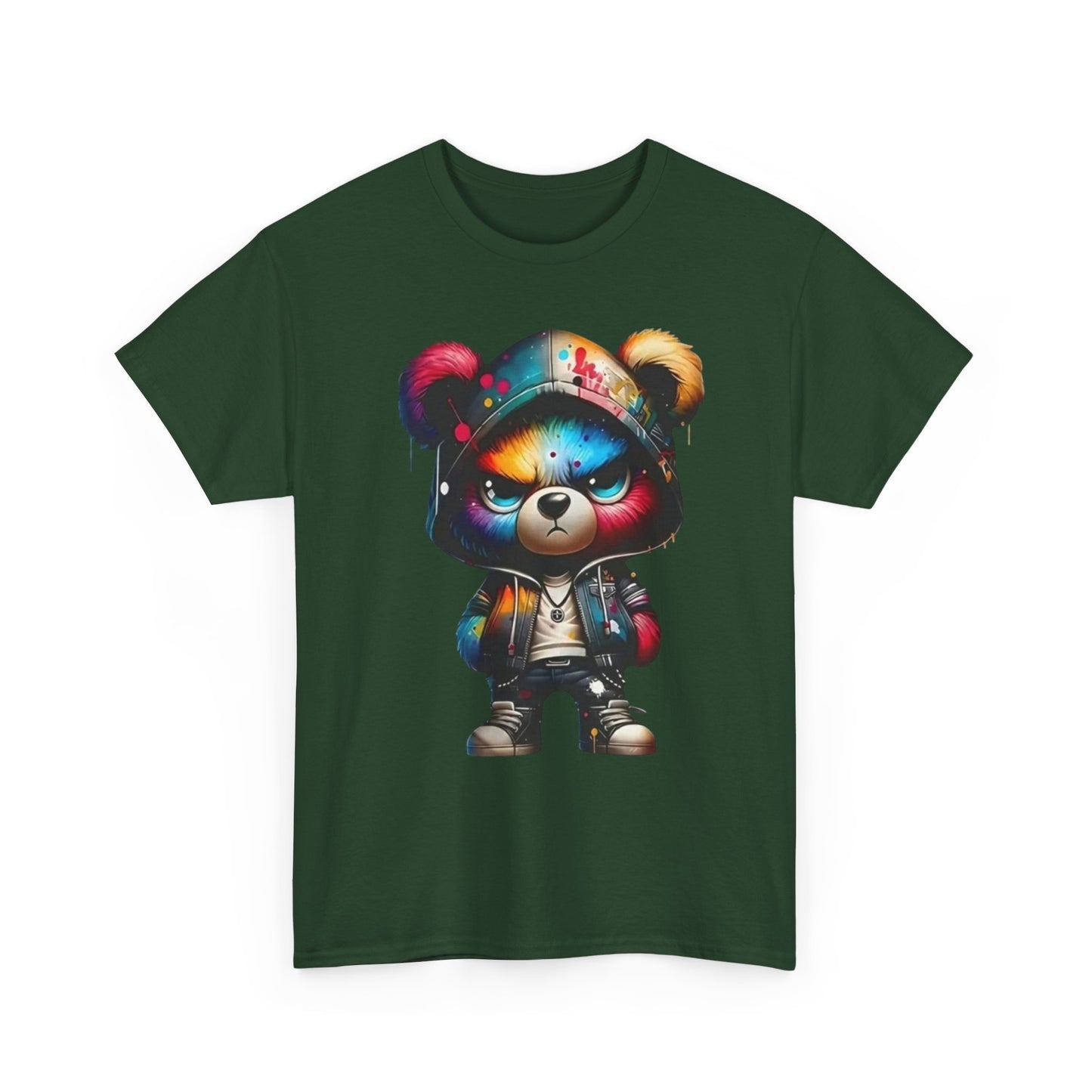 Graffiti Bear Graphic Tee — Colorful Streetwear Teddy Hoodie Design