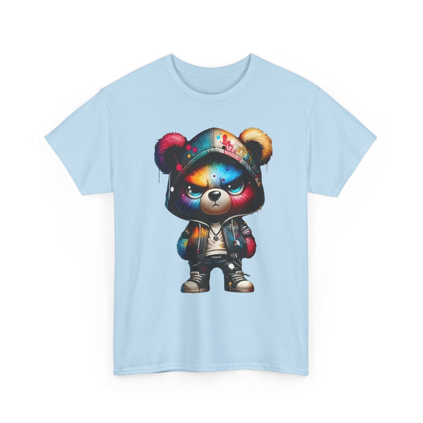 Graffiti Bear Graphic Tee — Colorful Streetwear Teddy Hoodie Design