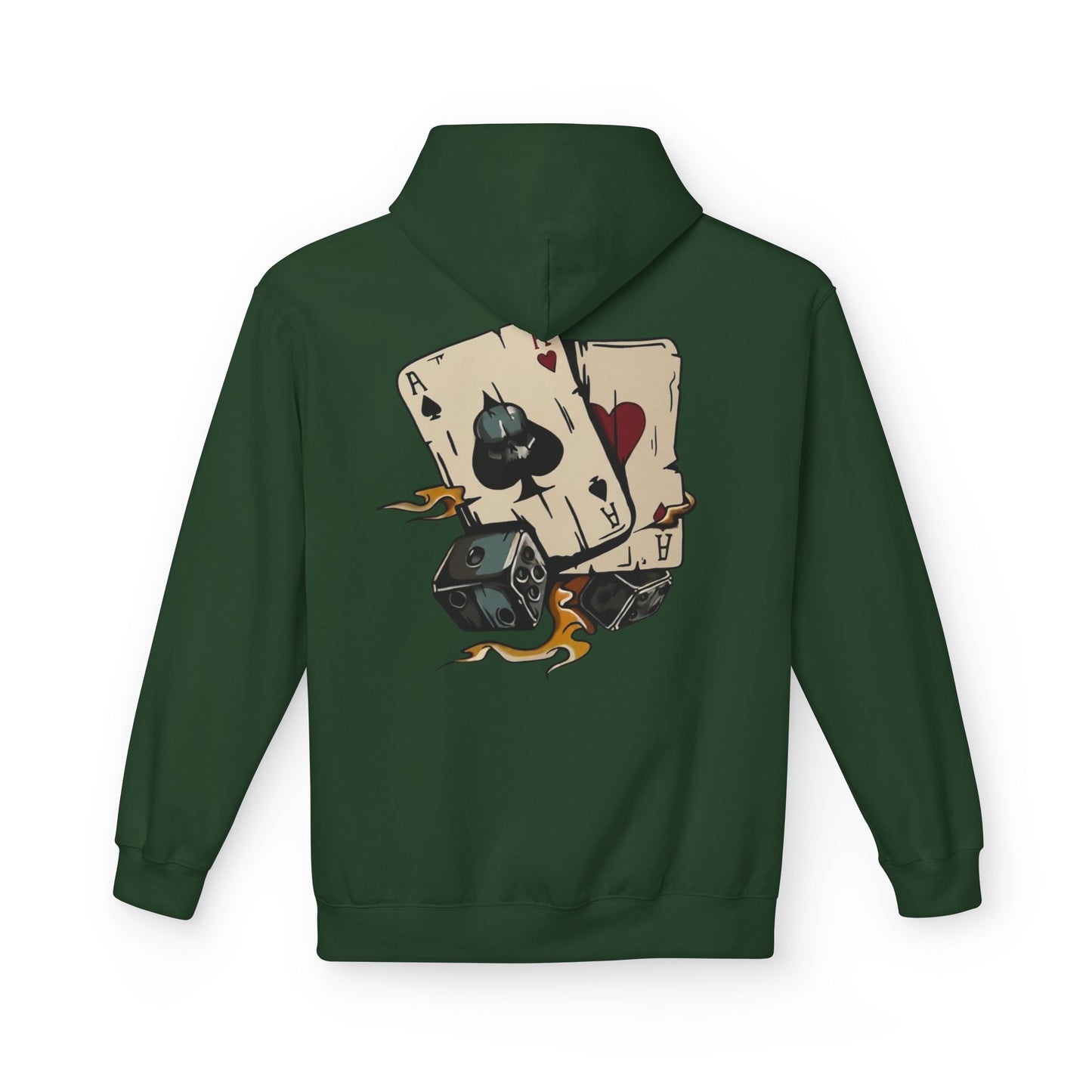 Ace of Spades Hoodie — Retro Tattoo Card & Dice Graphic Hoodie