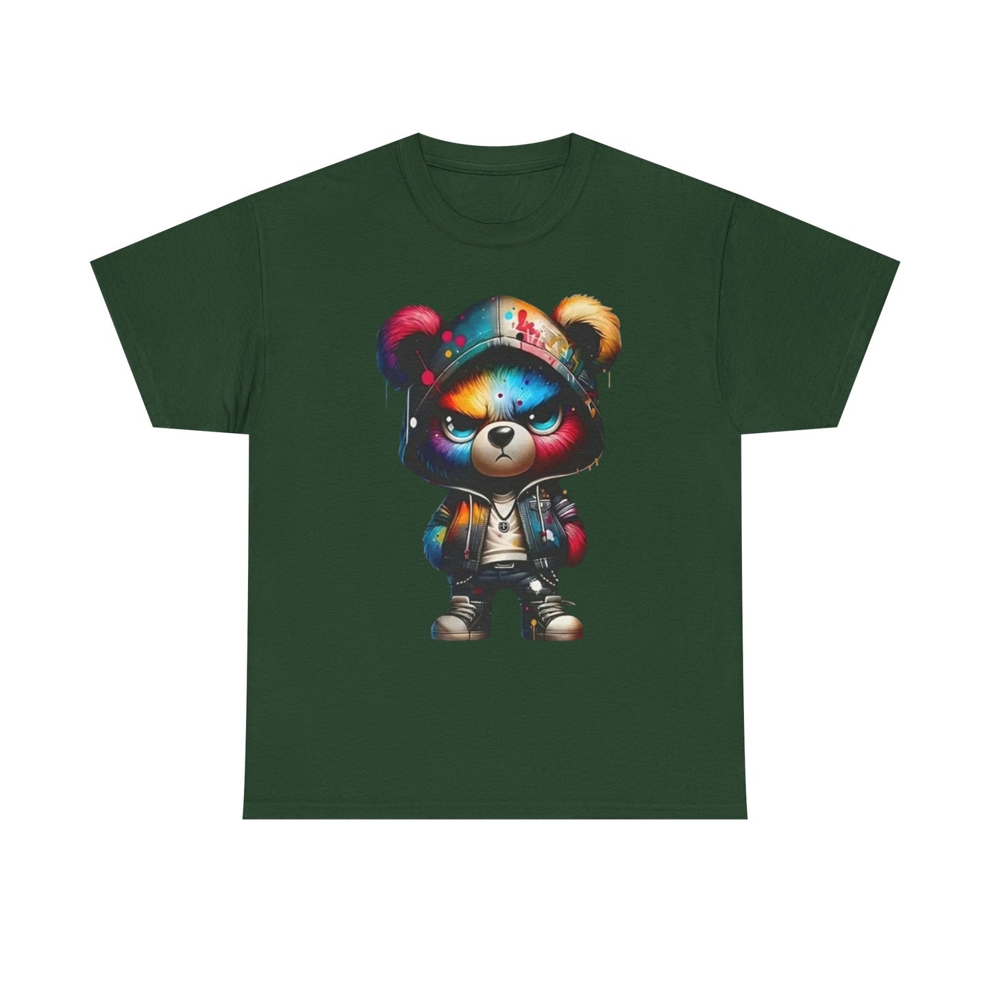 Graffiti Bear Graphic Tee — Colorful Streetwear Teddy Hoodie Design