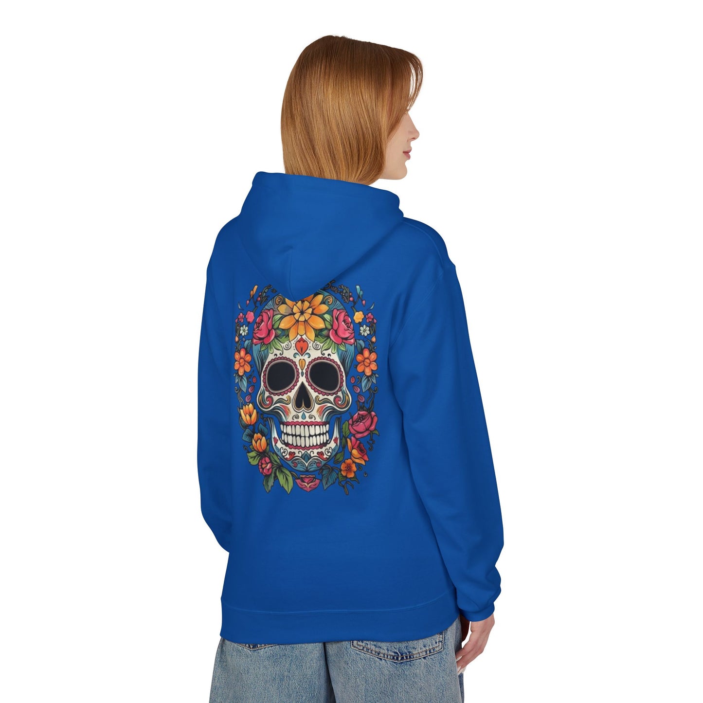 Sugar Skull Floral Hoodie — Day of the Dead Mexican Skull Pullover