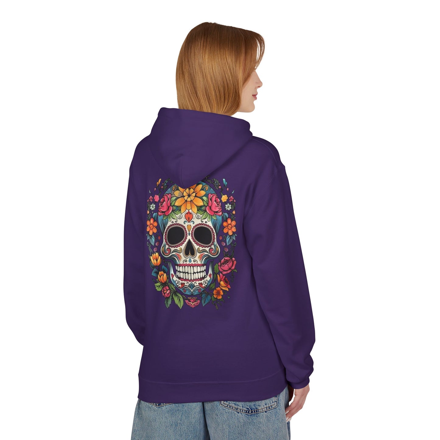Sugar Skull Floral Hoodie — Day of the Dead Mexican Skull Pullover